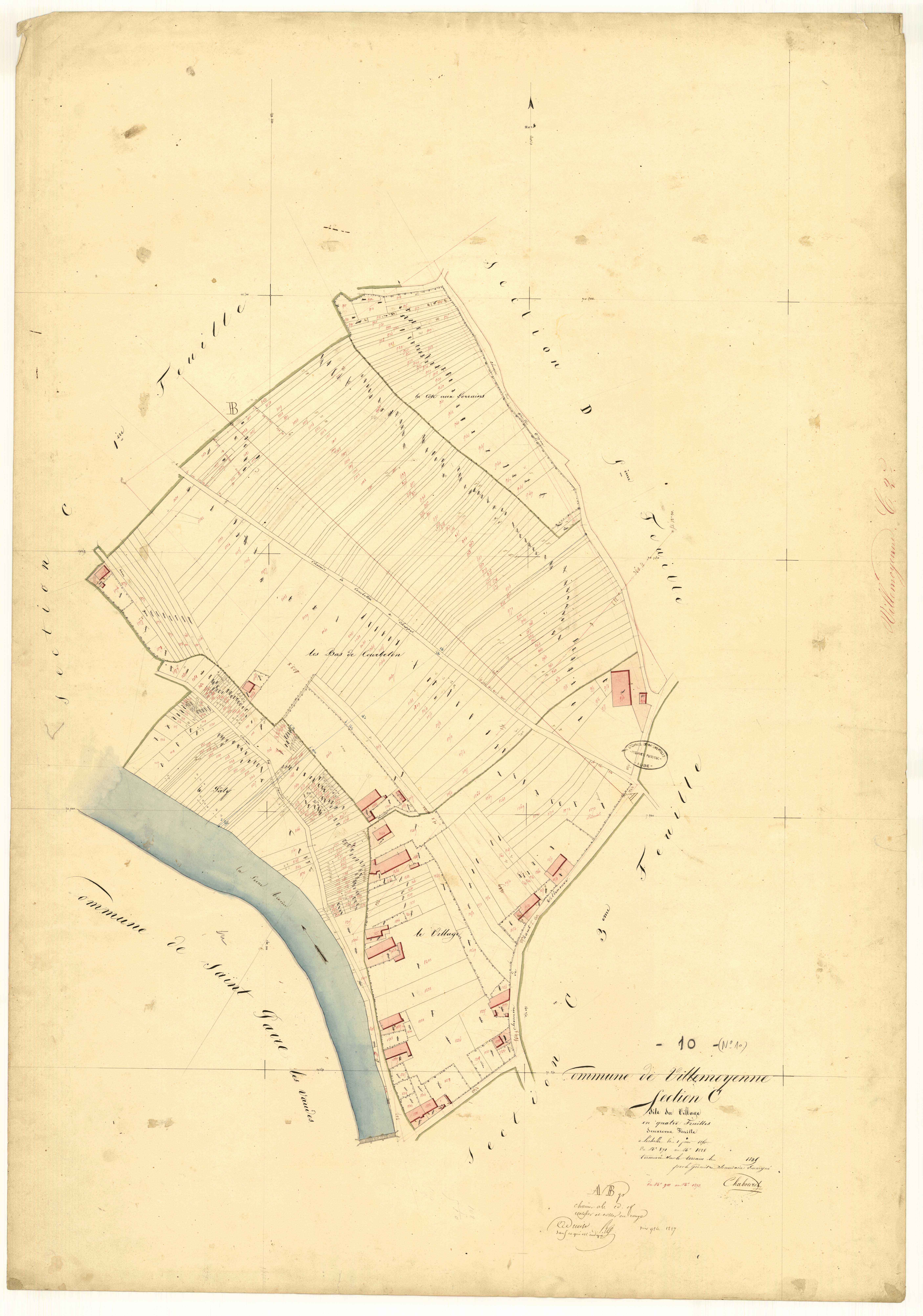 Villemoyenne, section C dite du village, feuille n°2, parcelles n° 871-1228