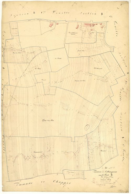 Villemoyenne, section B dite de l'épine saint-père, feuille n°4, parcelles n° 740-1287