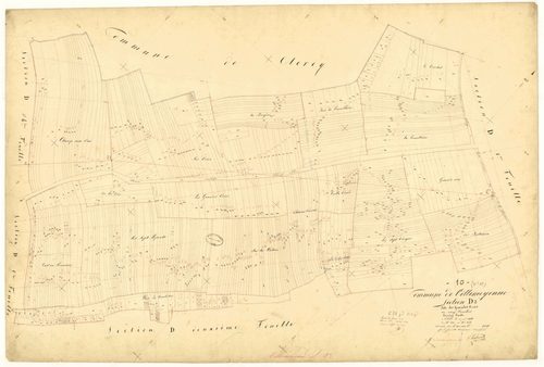Villemoyenne, section D dite des grandes voies, feuille n°3, parcelles n° 1202-1798