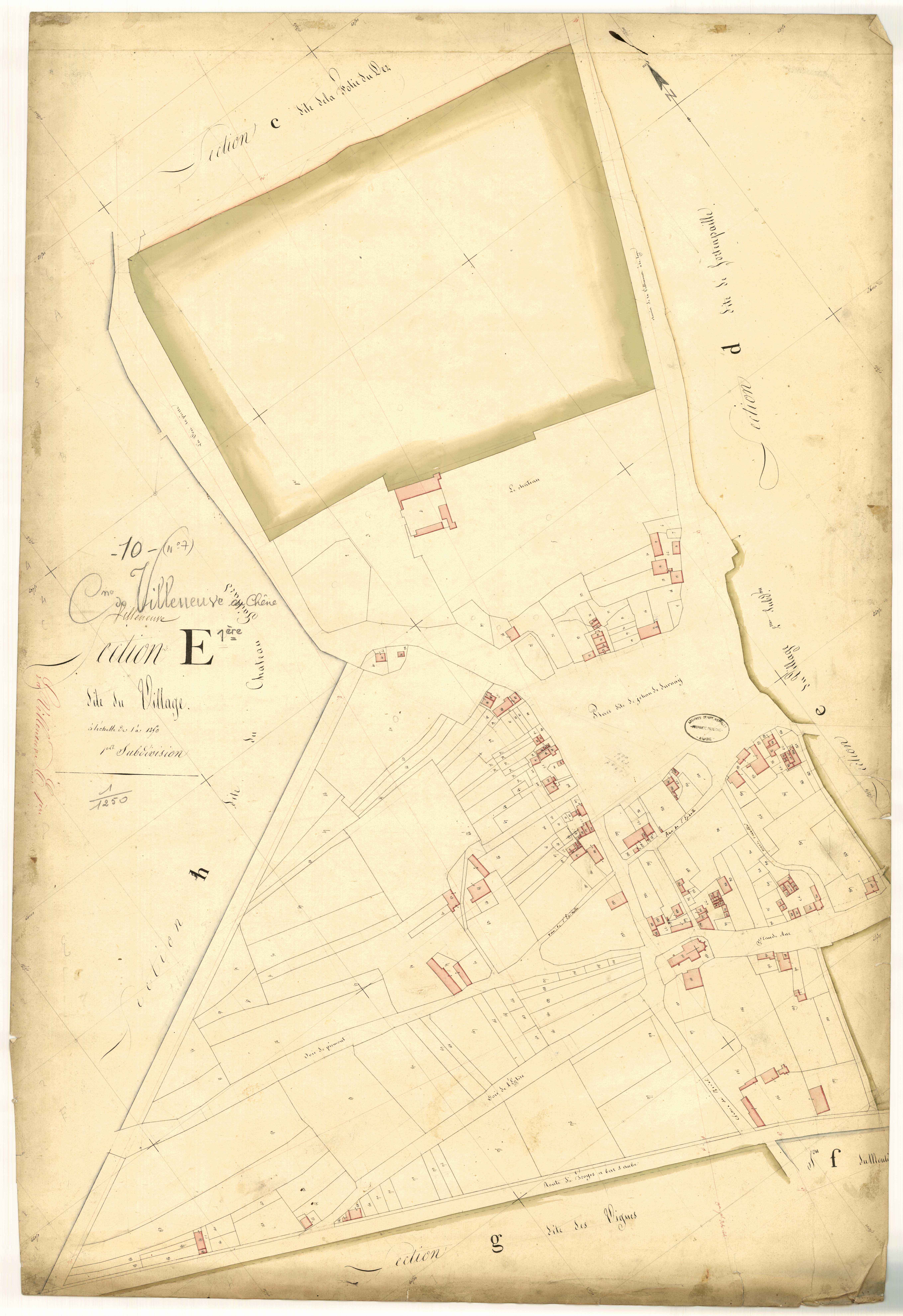 La Villeneuve-au-Chêne, section E dite du village, feuille n°1
