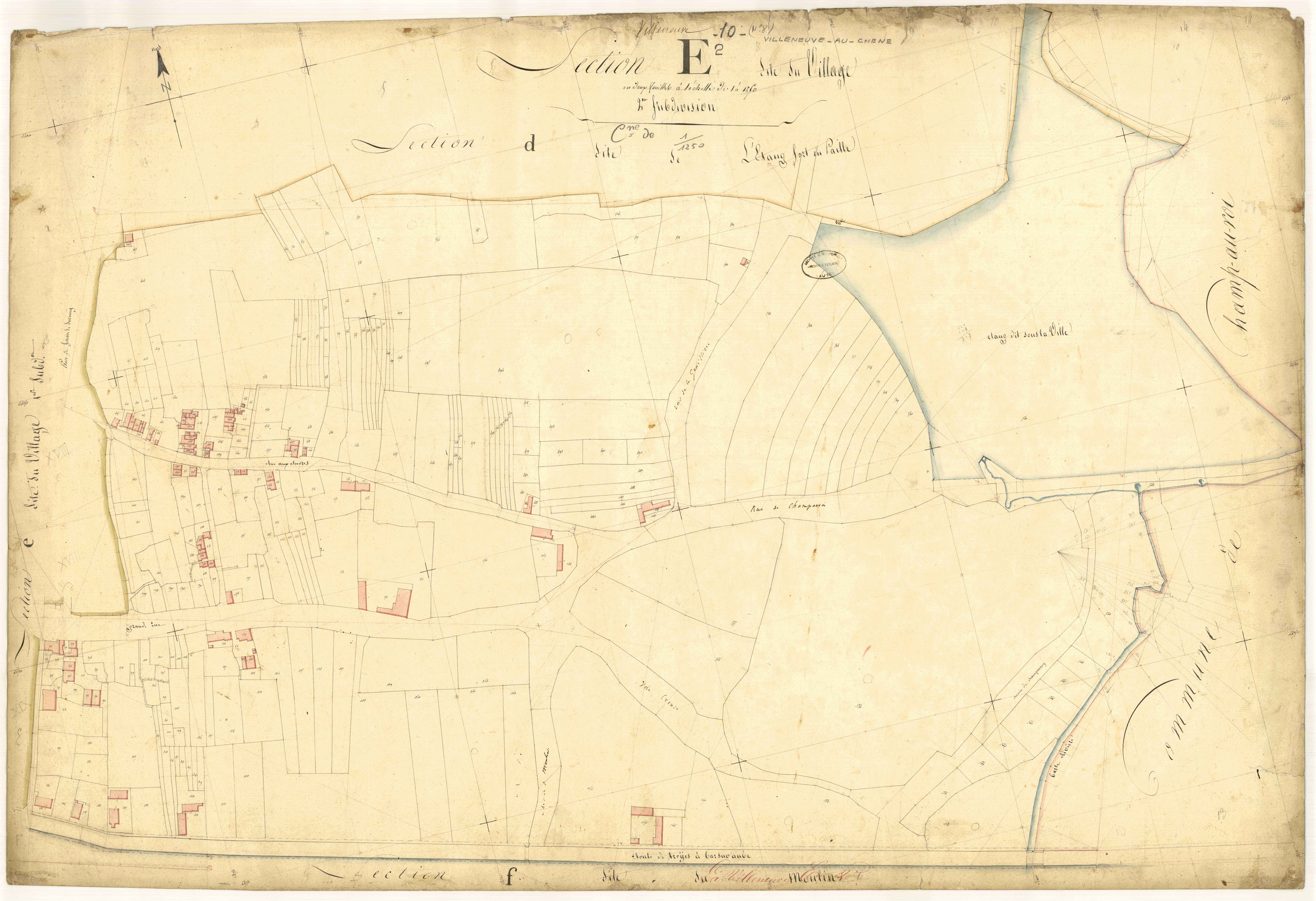 La Villeneuve-au-Chêne, section E dite du village, feuille n°2