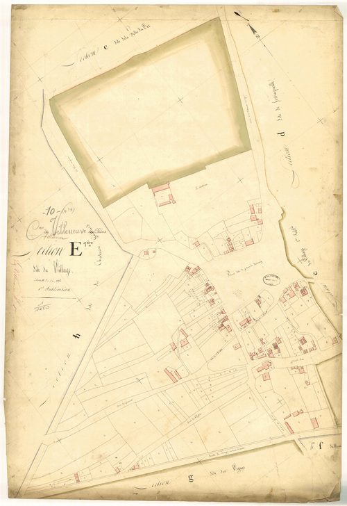 La Villeneuve-au-Chêne, section E dite du village, feuille n°1