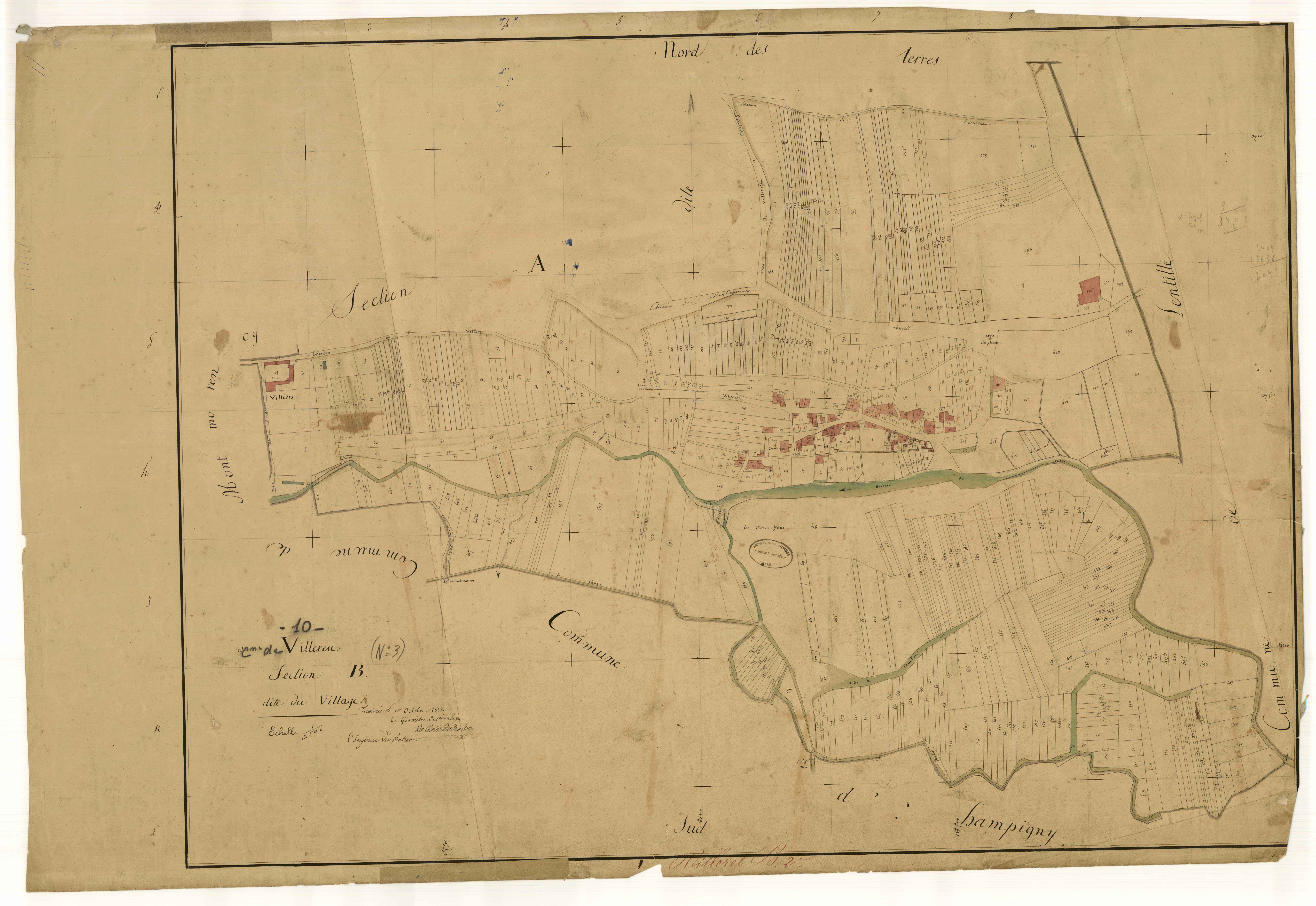 Villeret, section B dite du village, feuille n°1