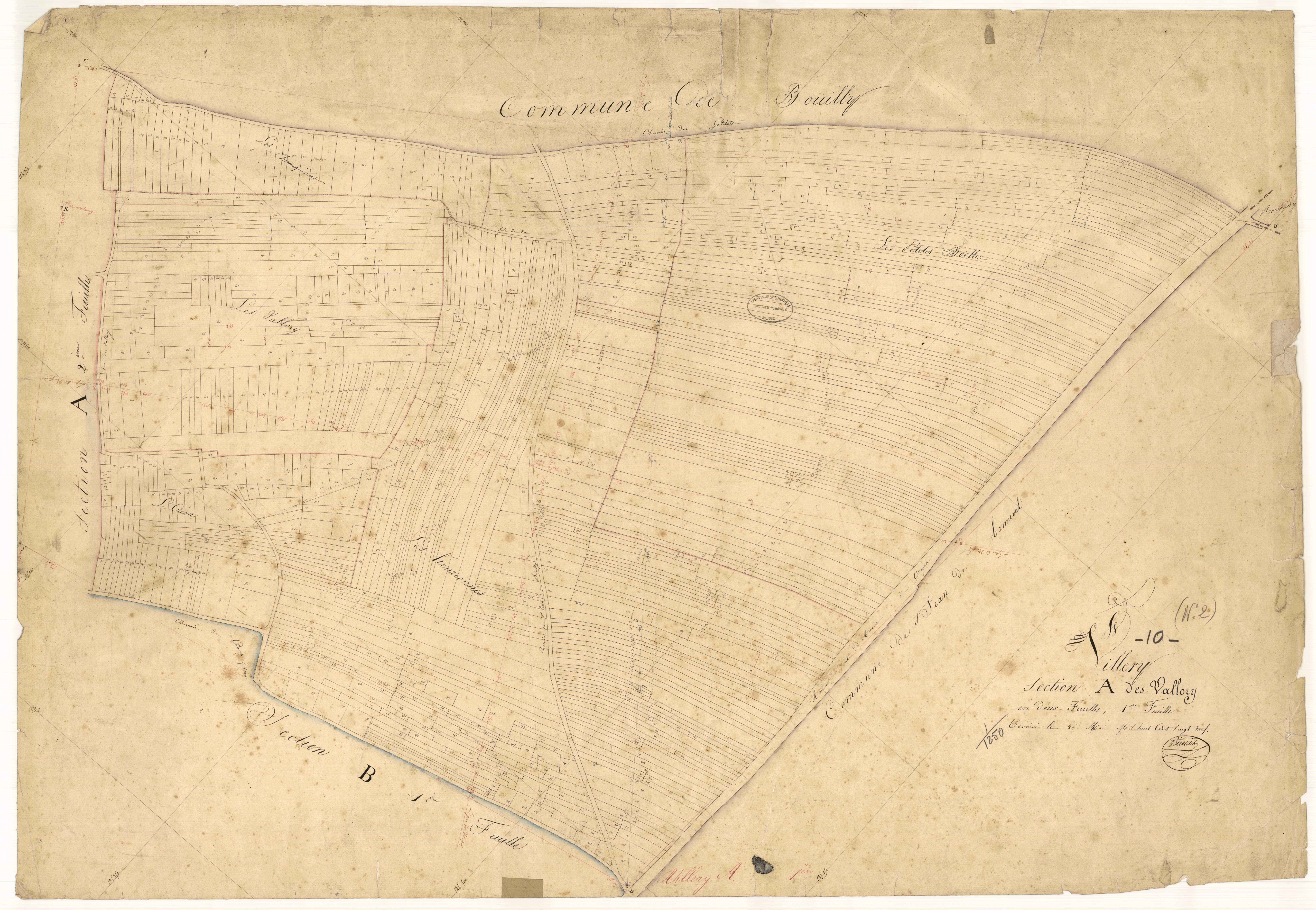 Villery, section A dite des vallory, feuille n°1