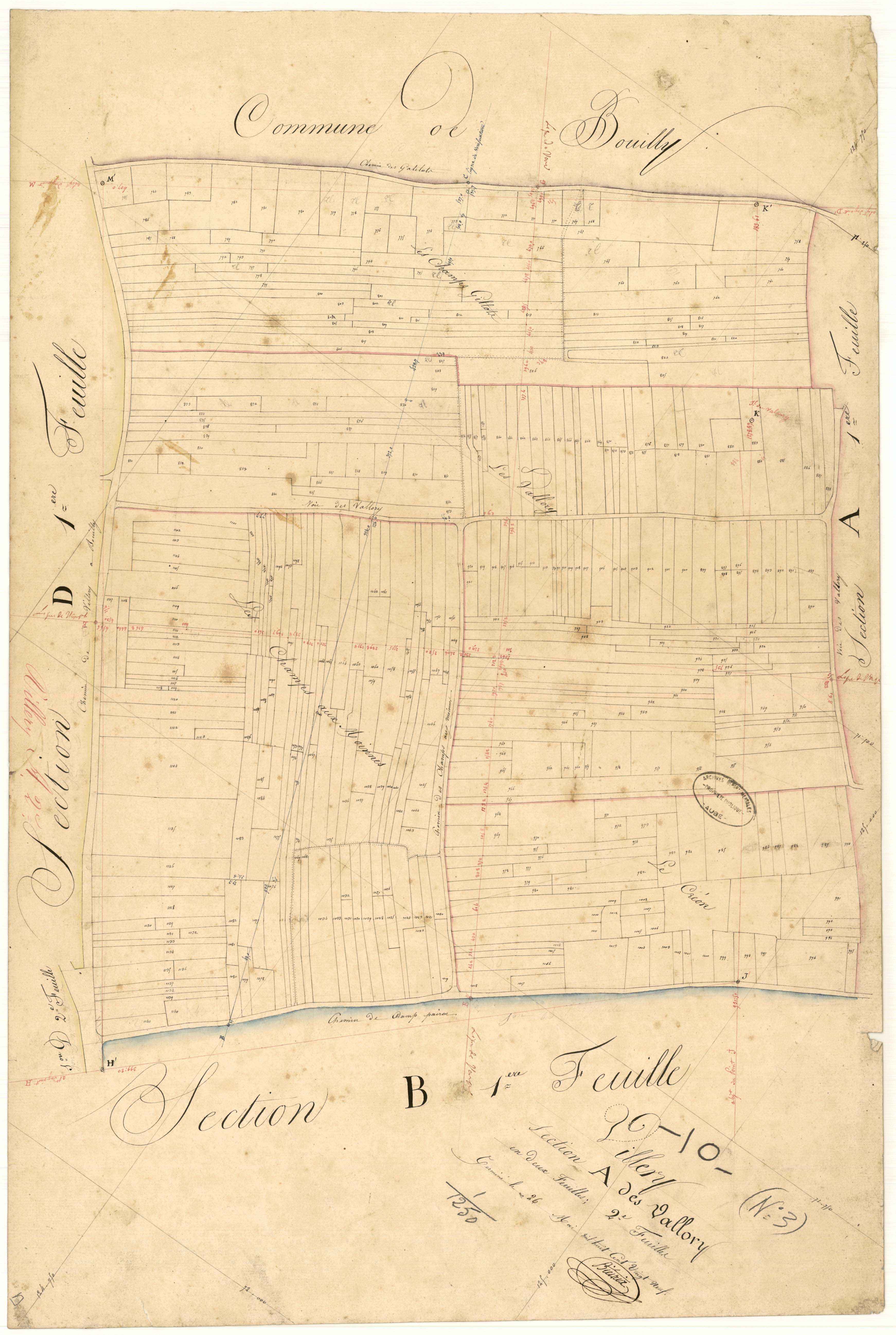 Villery, section A dite des vallory, feuille n°2