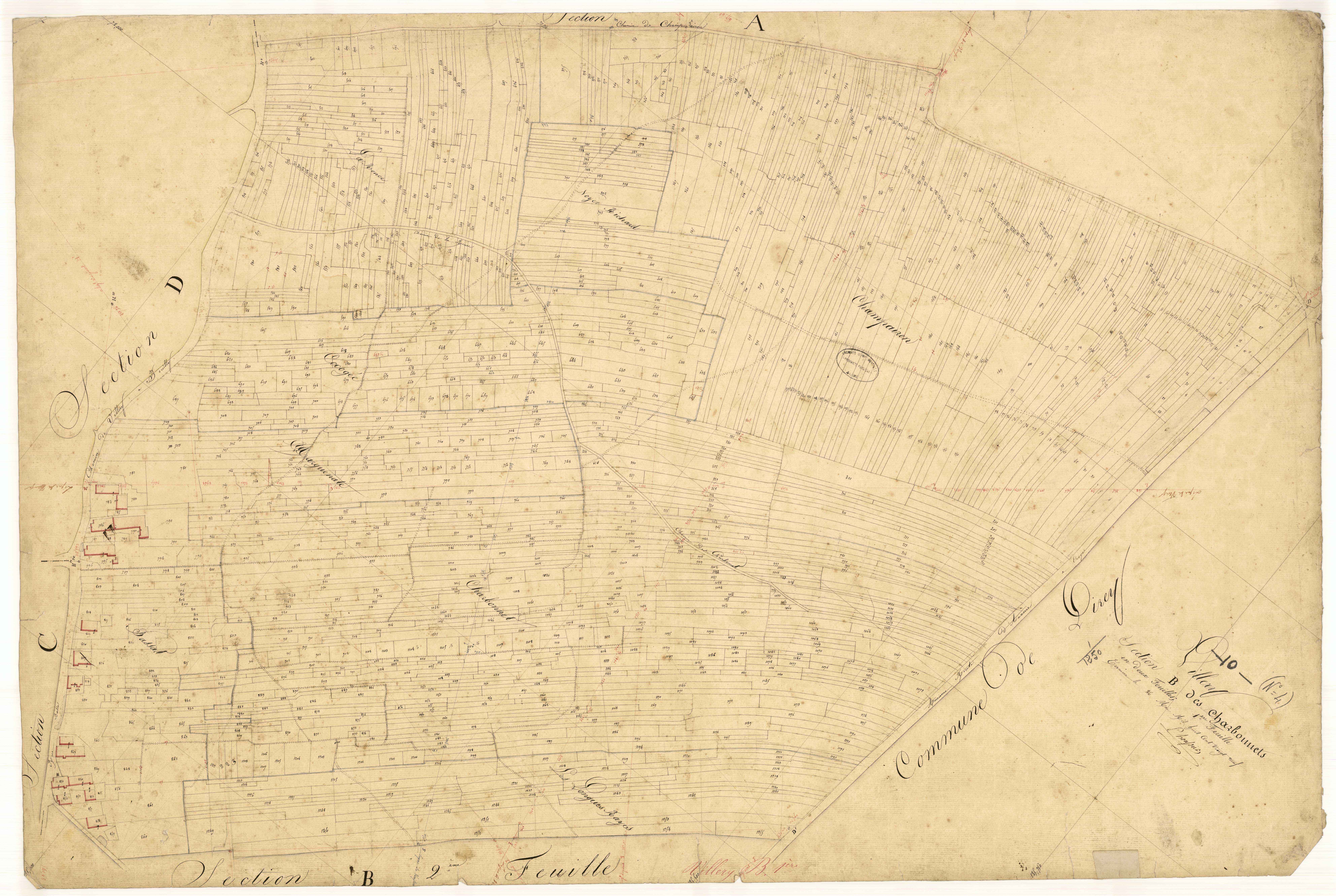 Villery, section B dite des charbonnets, feuille n°1