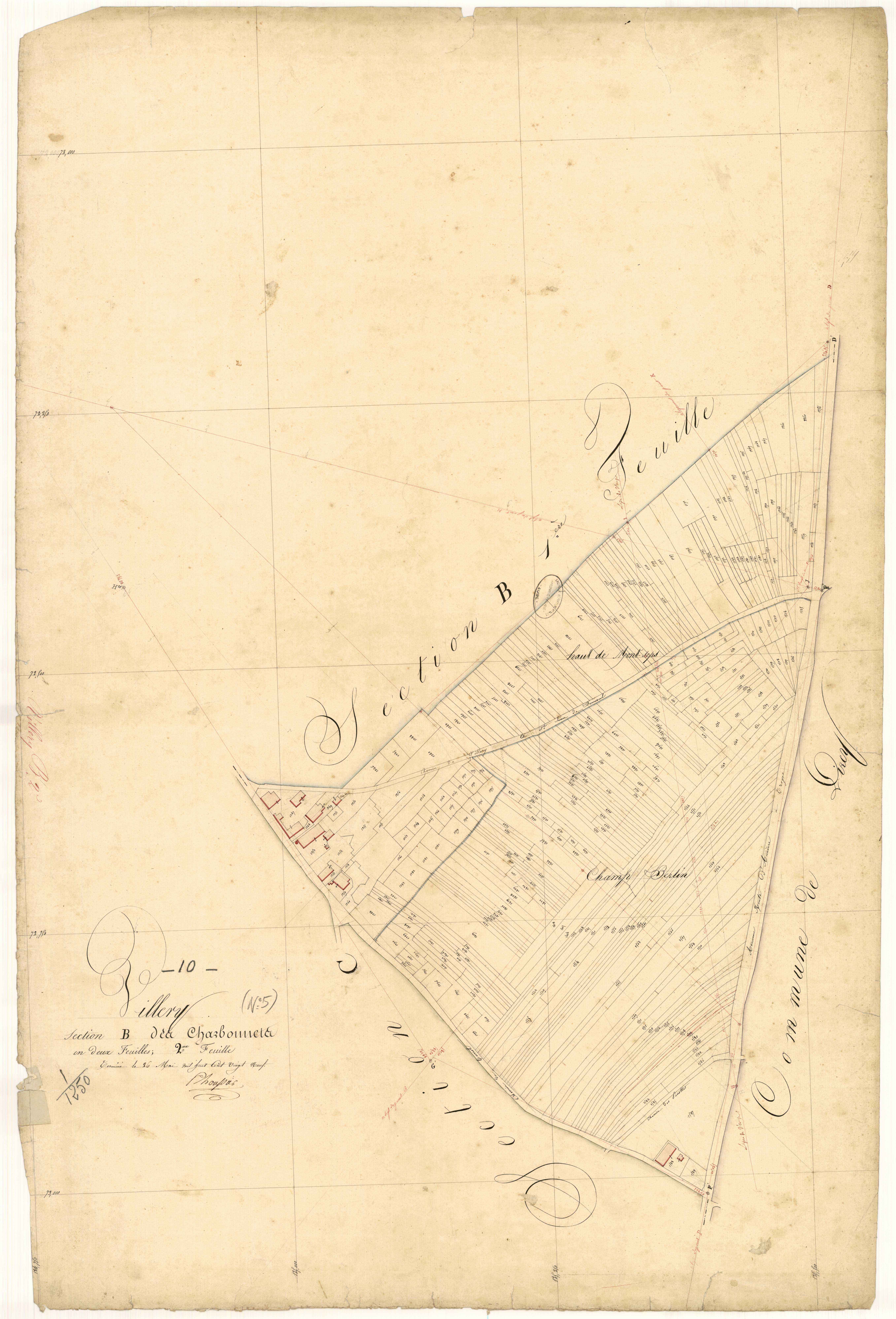 Villery, section B dite des charbonnets, feuille n°2