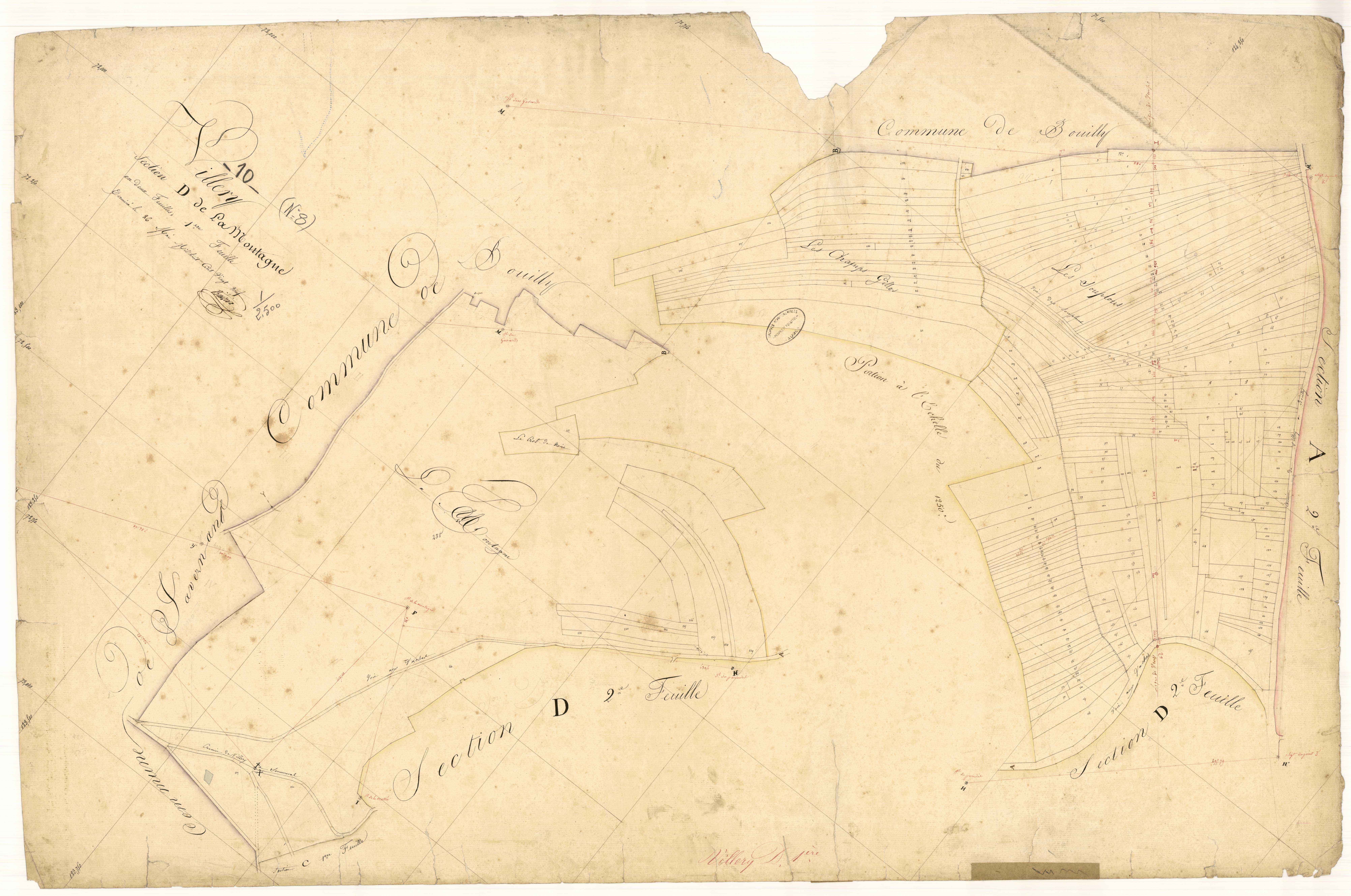 Villery, section D dite de la montagne, feuille n°1