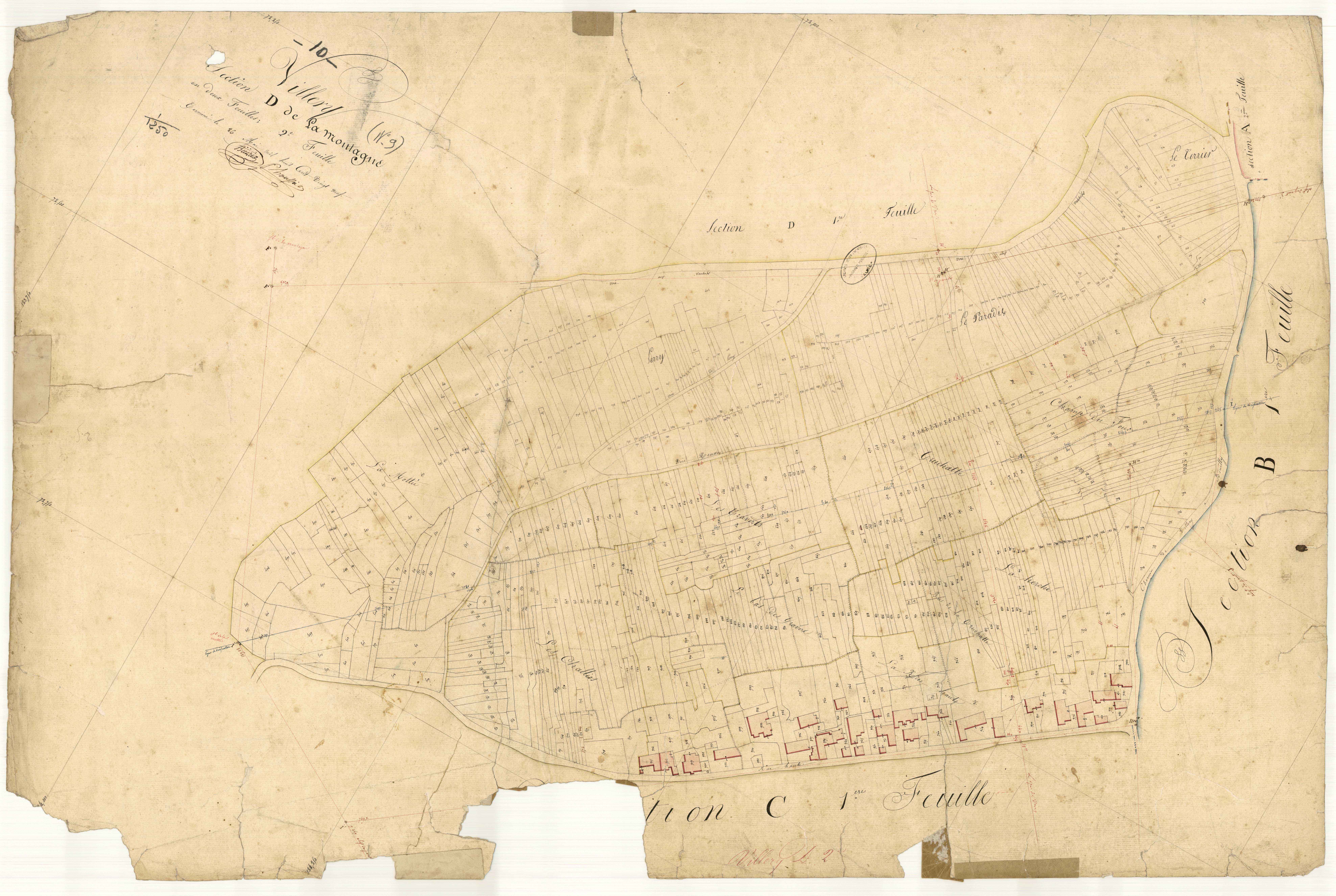 Villery, section D dite de la montagne, feuille n°2