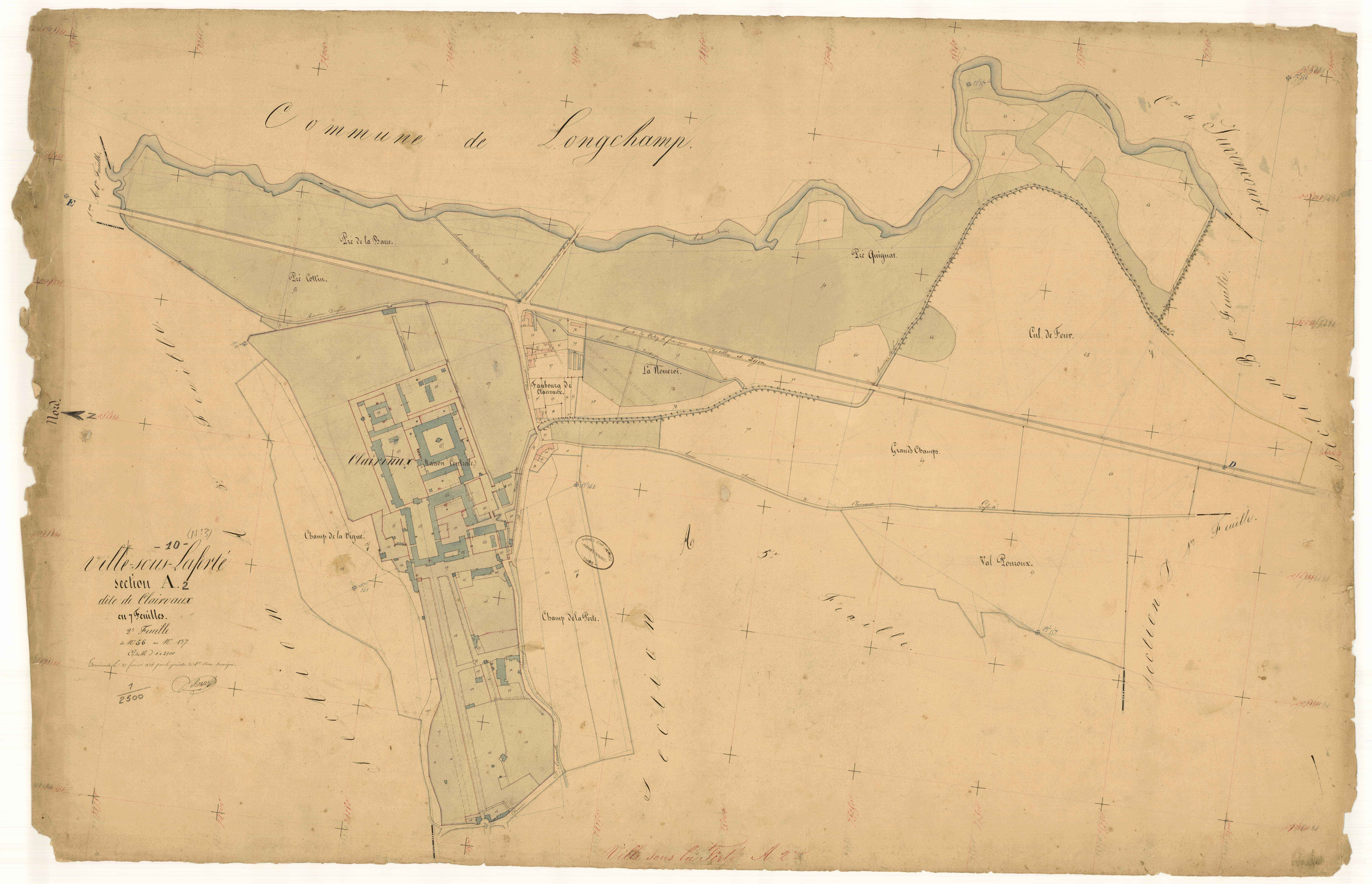 Ville-sous-la-Ferté, section A dite de Clairvaux, feuille n°2, parcelles n° 56-137