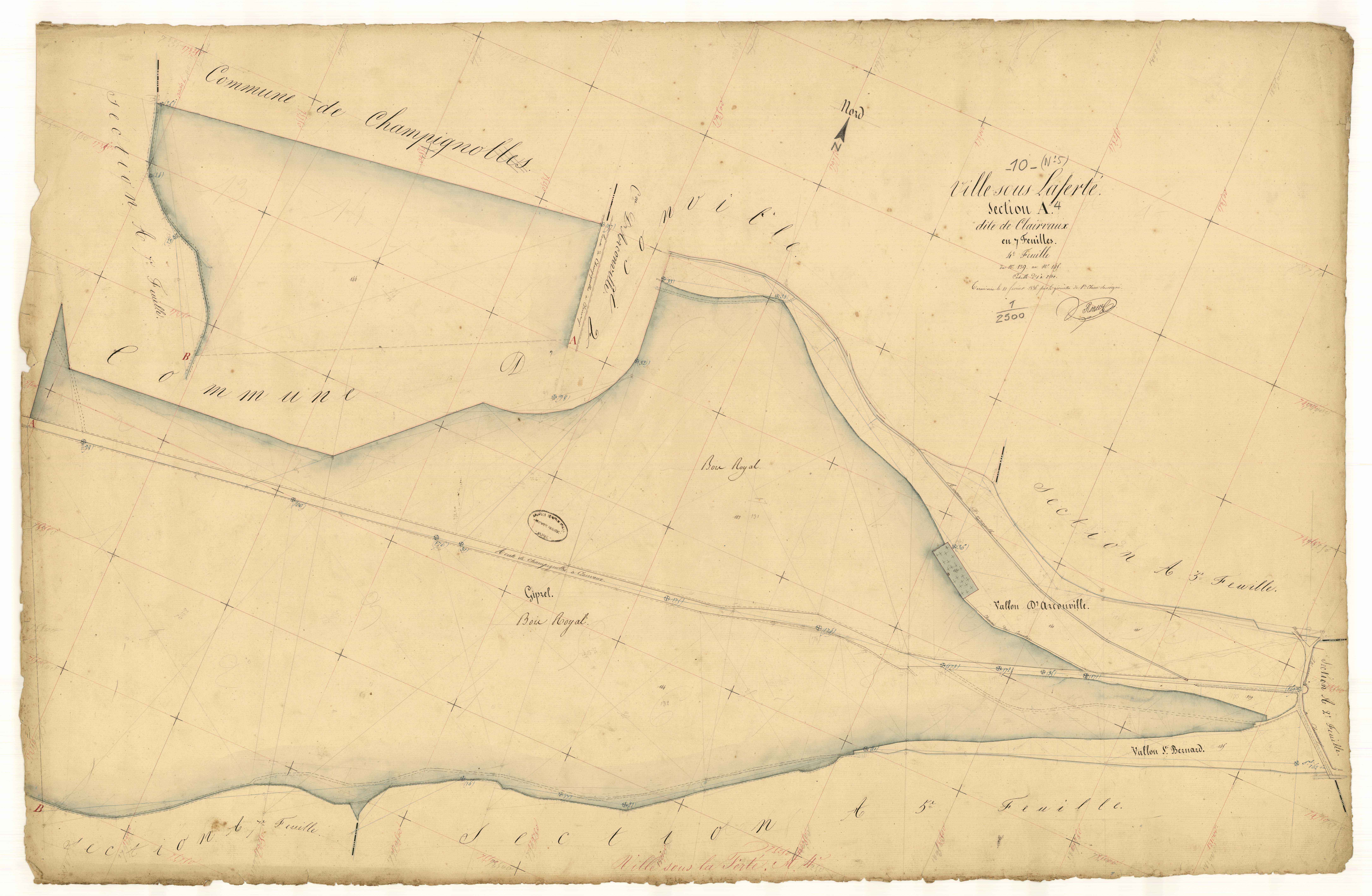 Ville-sous-la-Ferté, section A dite de Clairvaux, feuille n°4, parcelles n° 139-145