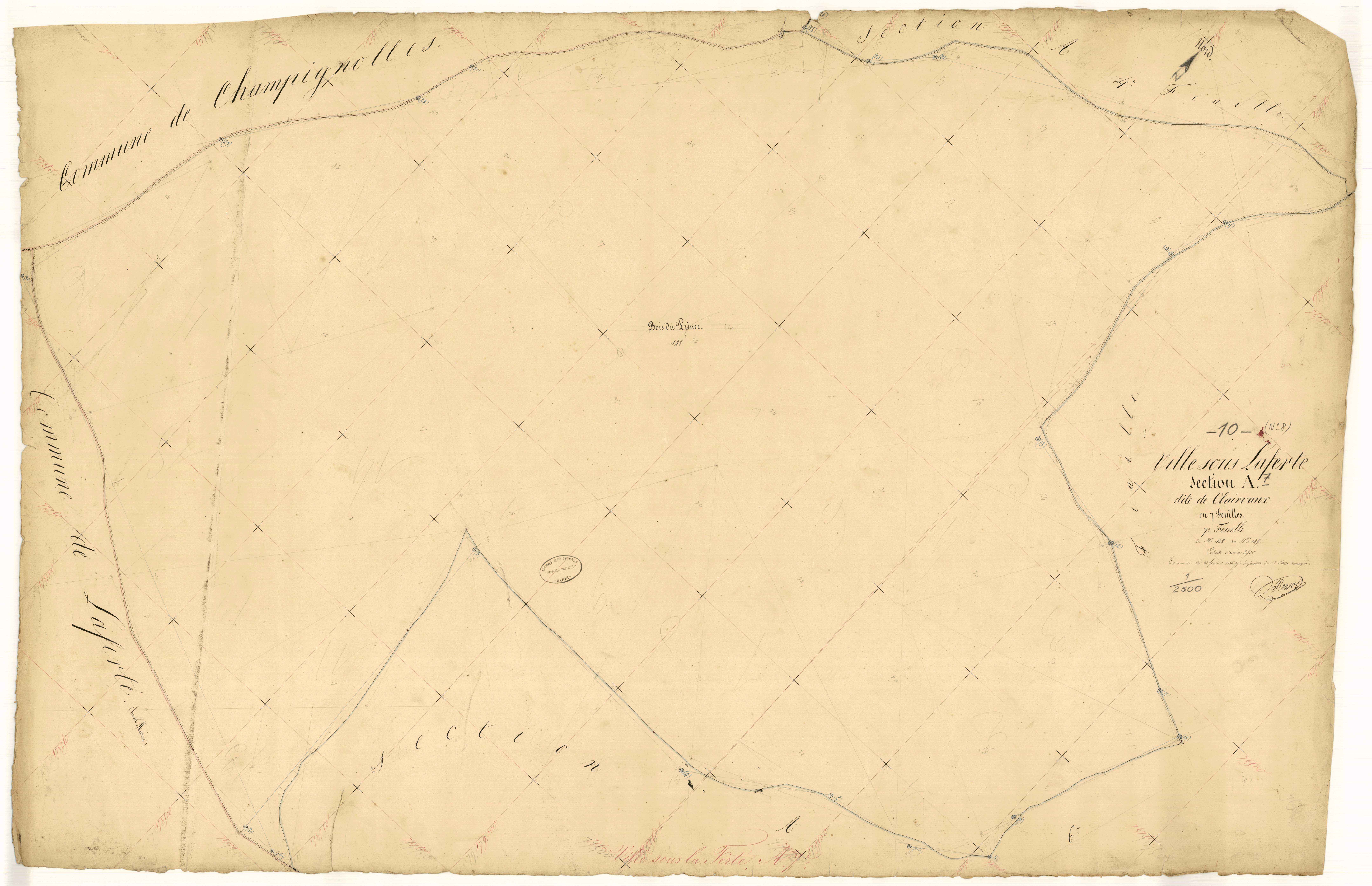 Ville-sous-la-Ferté, section A dite de Clairvaux, feuille n°7, parcelles n° 148