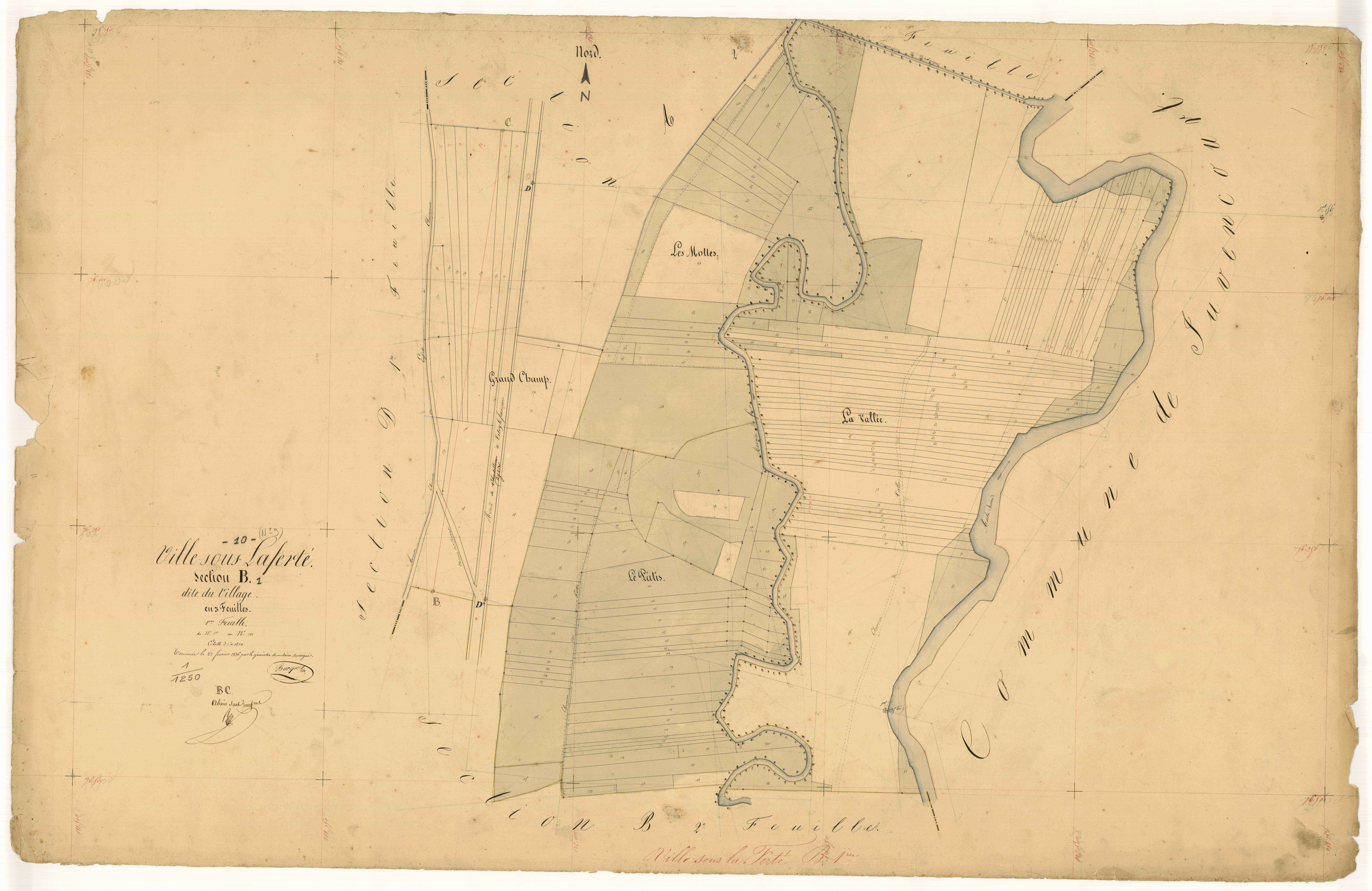 Ville-sous-la-Ferté, section B dite du village, feuille n°1, parcelles n° 1-181