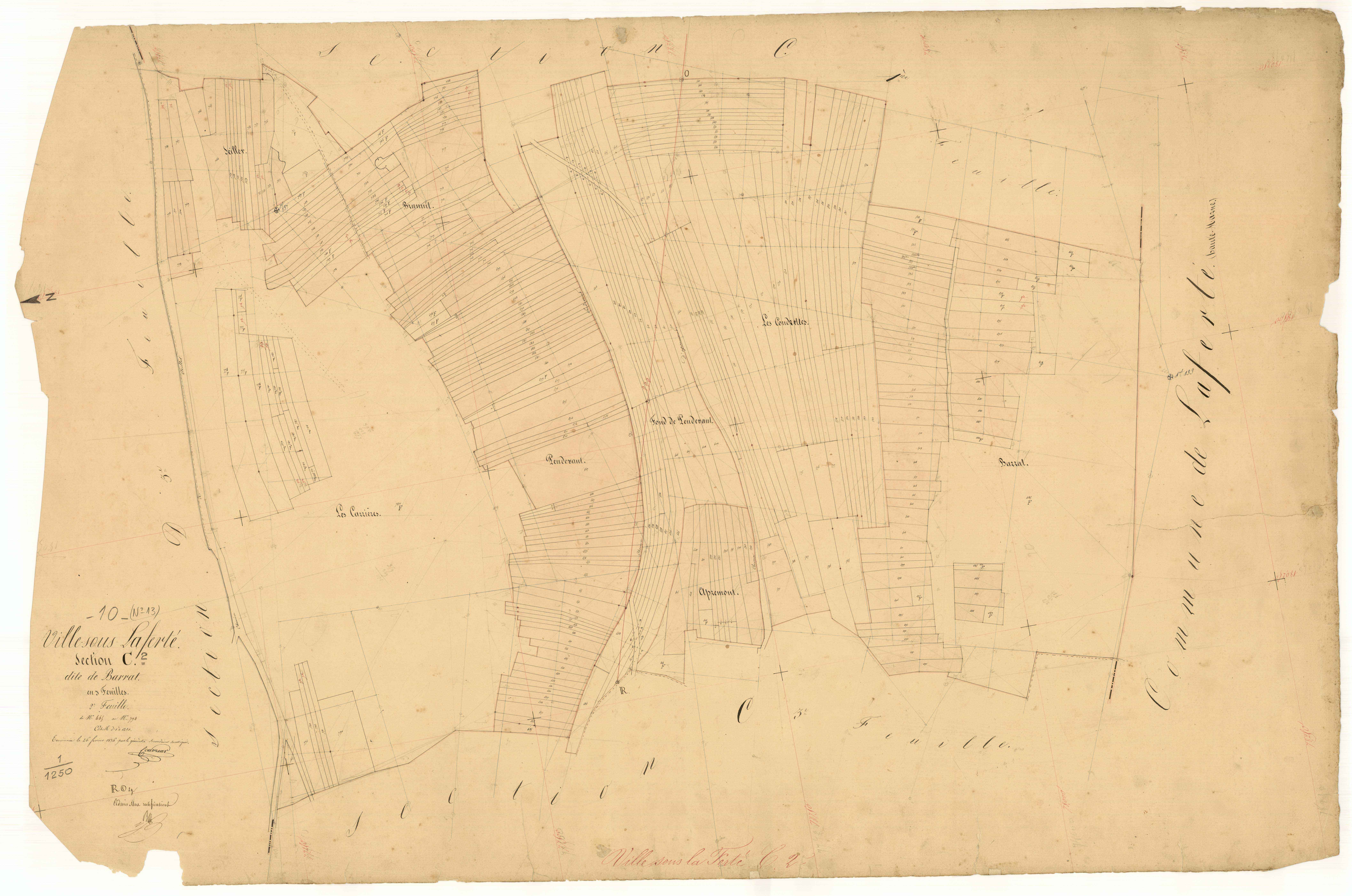 Ville-sous-la-Ferté, section C dite de barrat, feuille n°2, parcelles n° 465-794