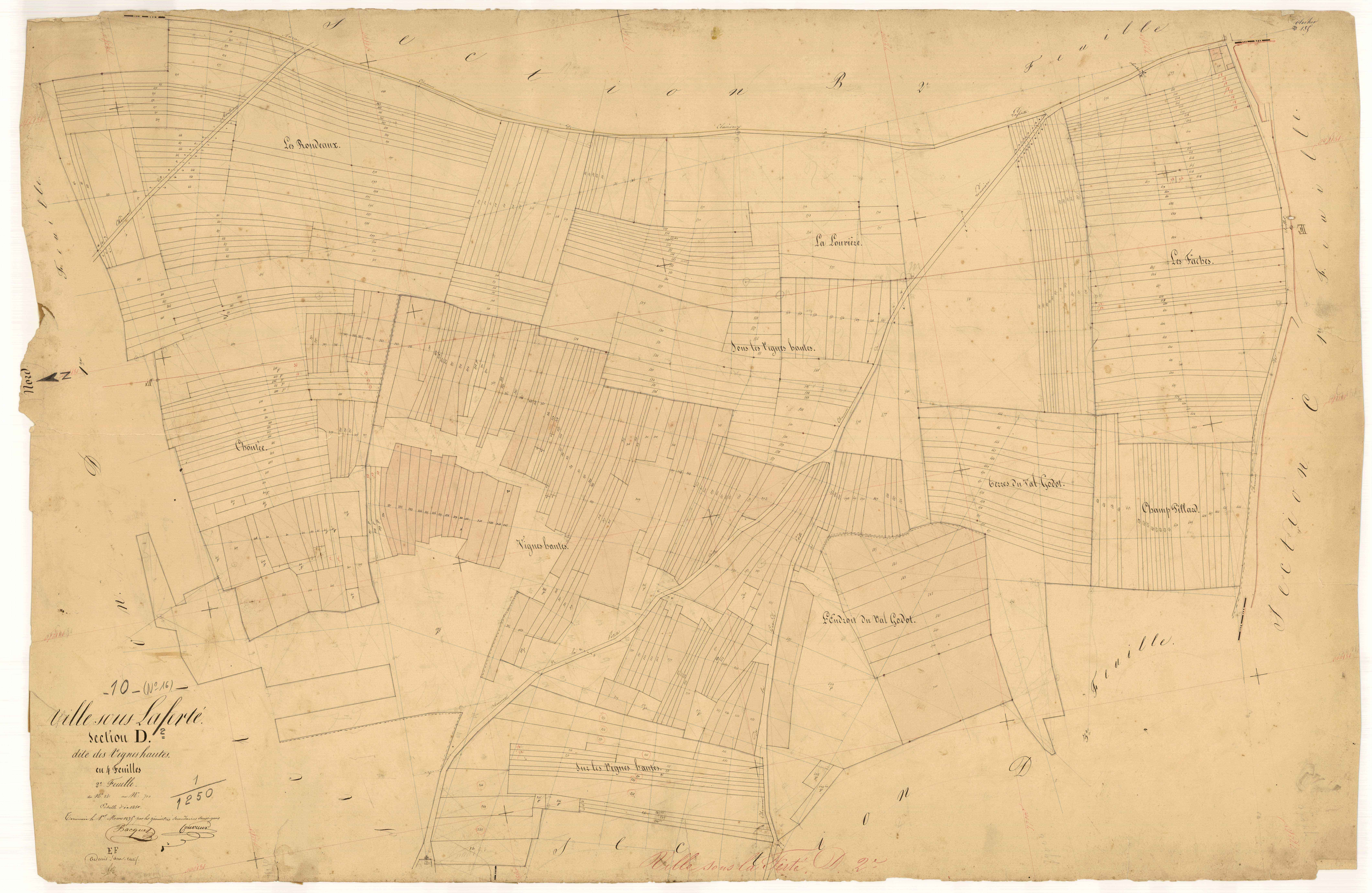 Ville-sous-la-Ferté, section D dite des vignes hautes, feuille n°2, parcelles n° 241-700