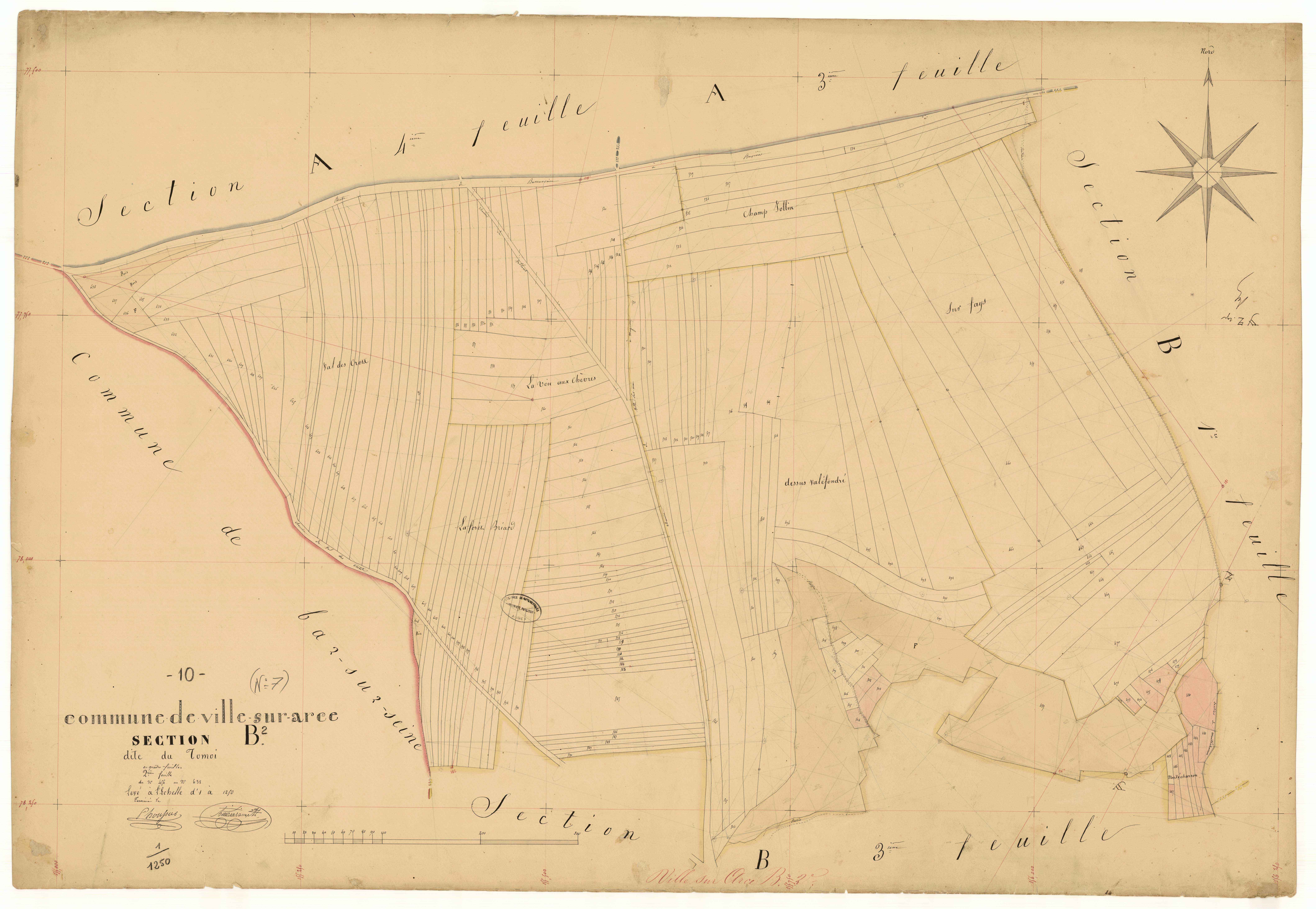 Ville-sur-Arce, section B dite de Tomoi, feuille n°2, parcelles n° 456-638