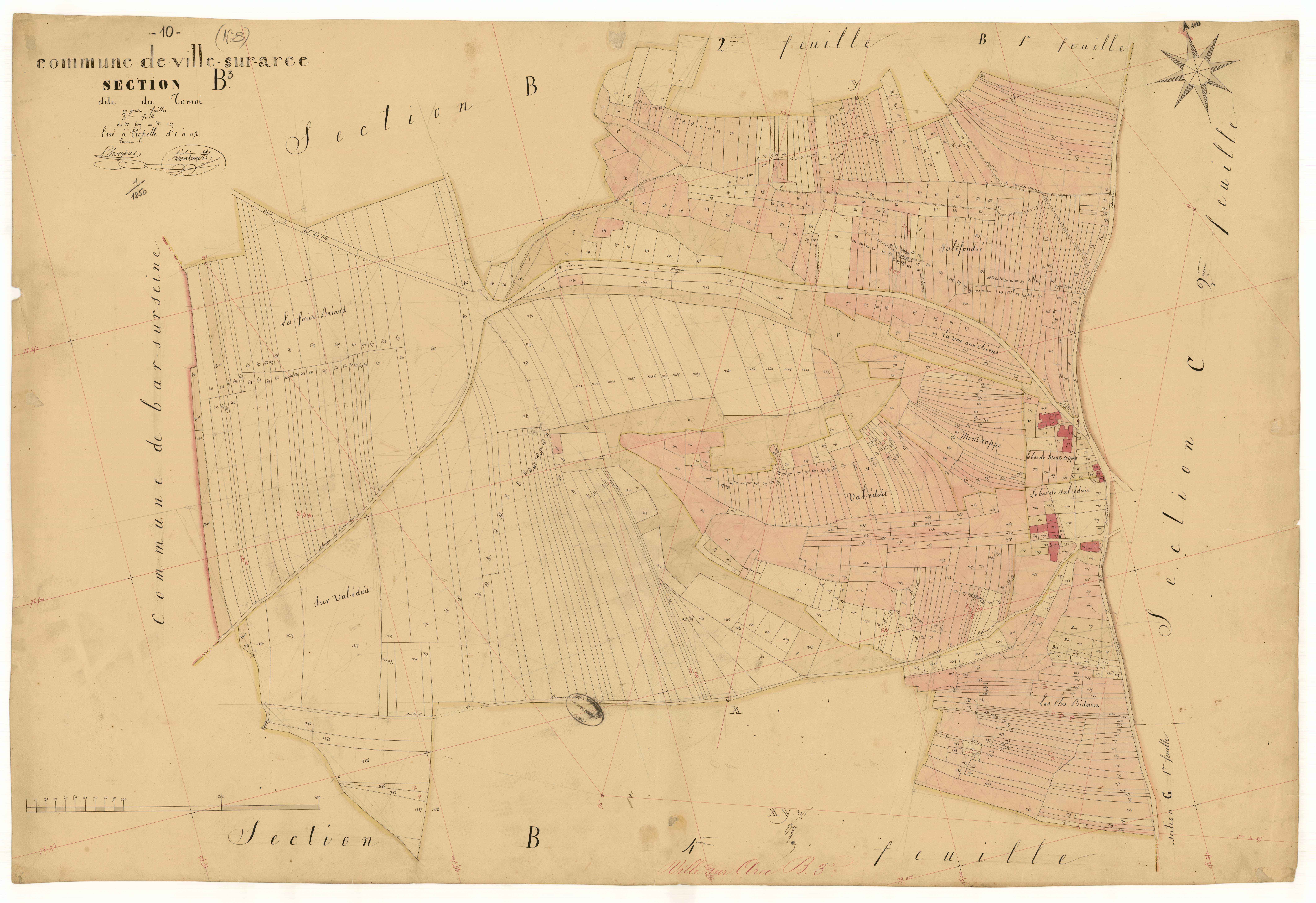Ville-sur-Arce, section B dite de Tomoi, feuille n°3, parcelles n° 639-1287