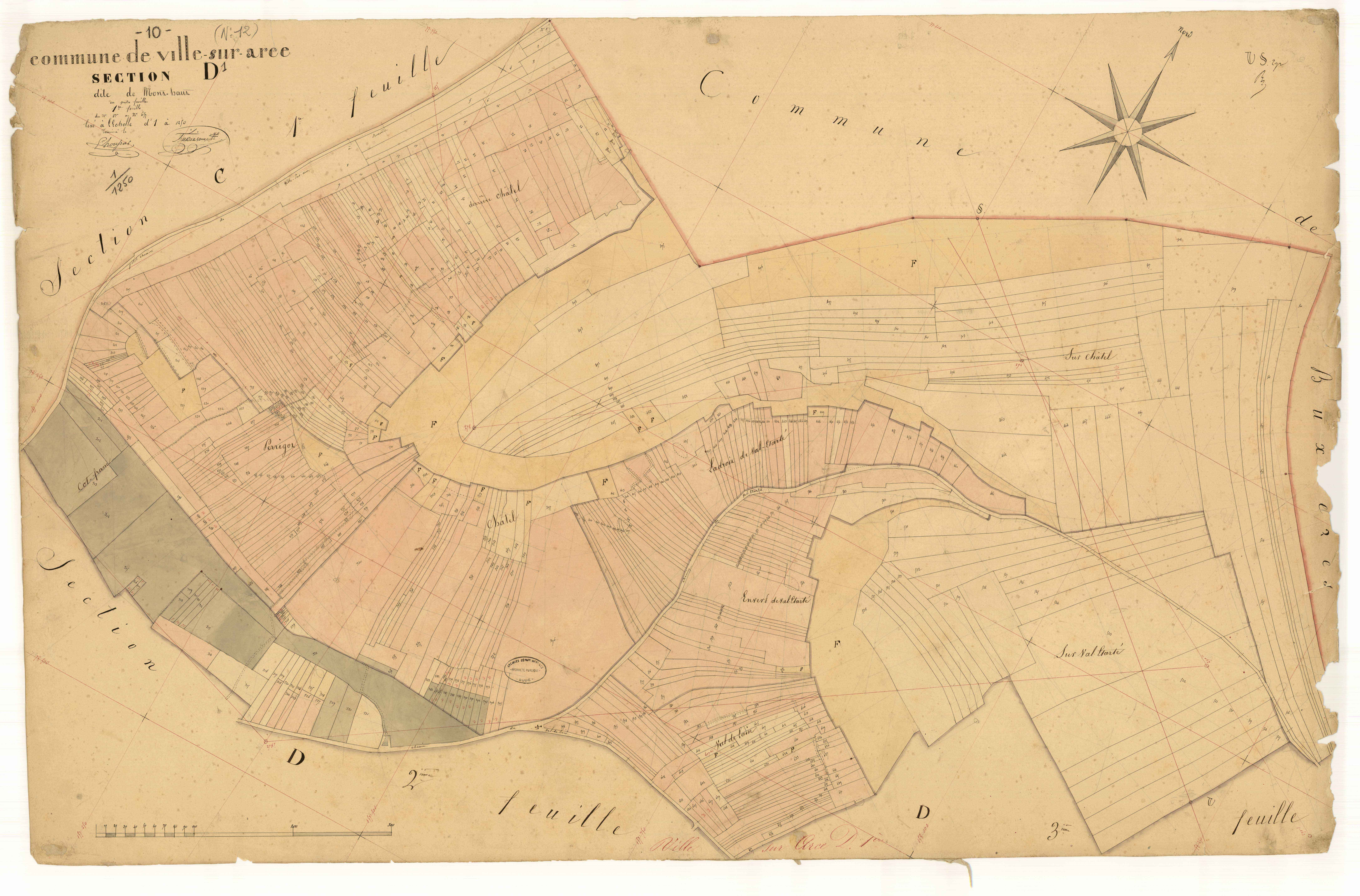 Ville-sur-Arce, section D dite de mont-haut, feuille n°1, parcelles n° 1-657