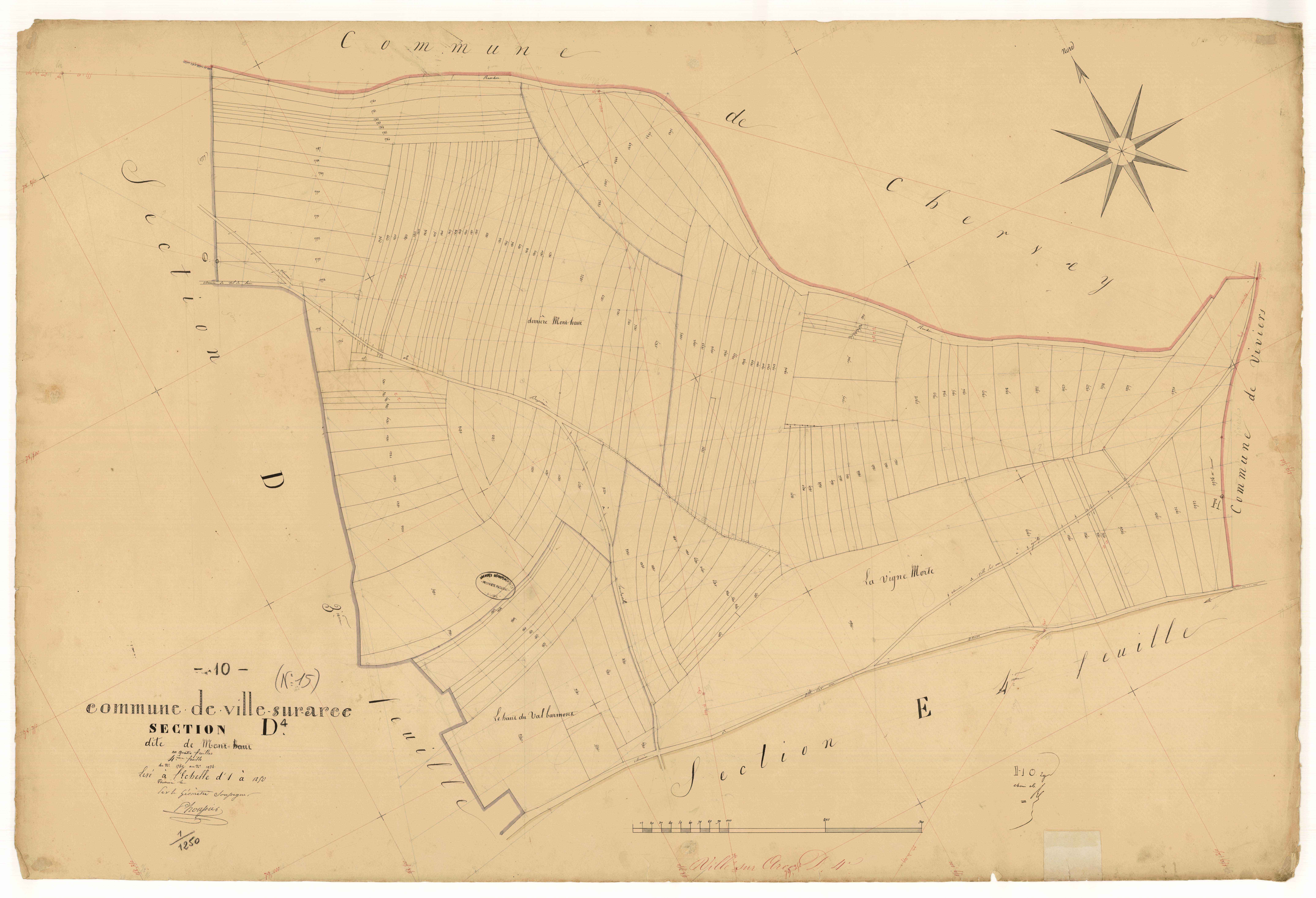 Ville-sur-Arce, section D dite de mont-haut, feuille n°4, parcelles n° 1780-1934