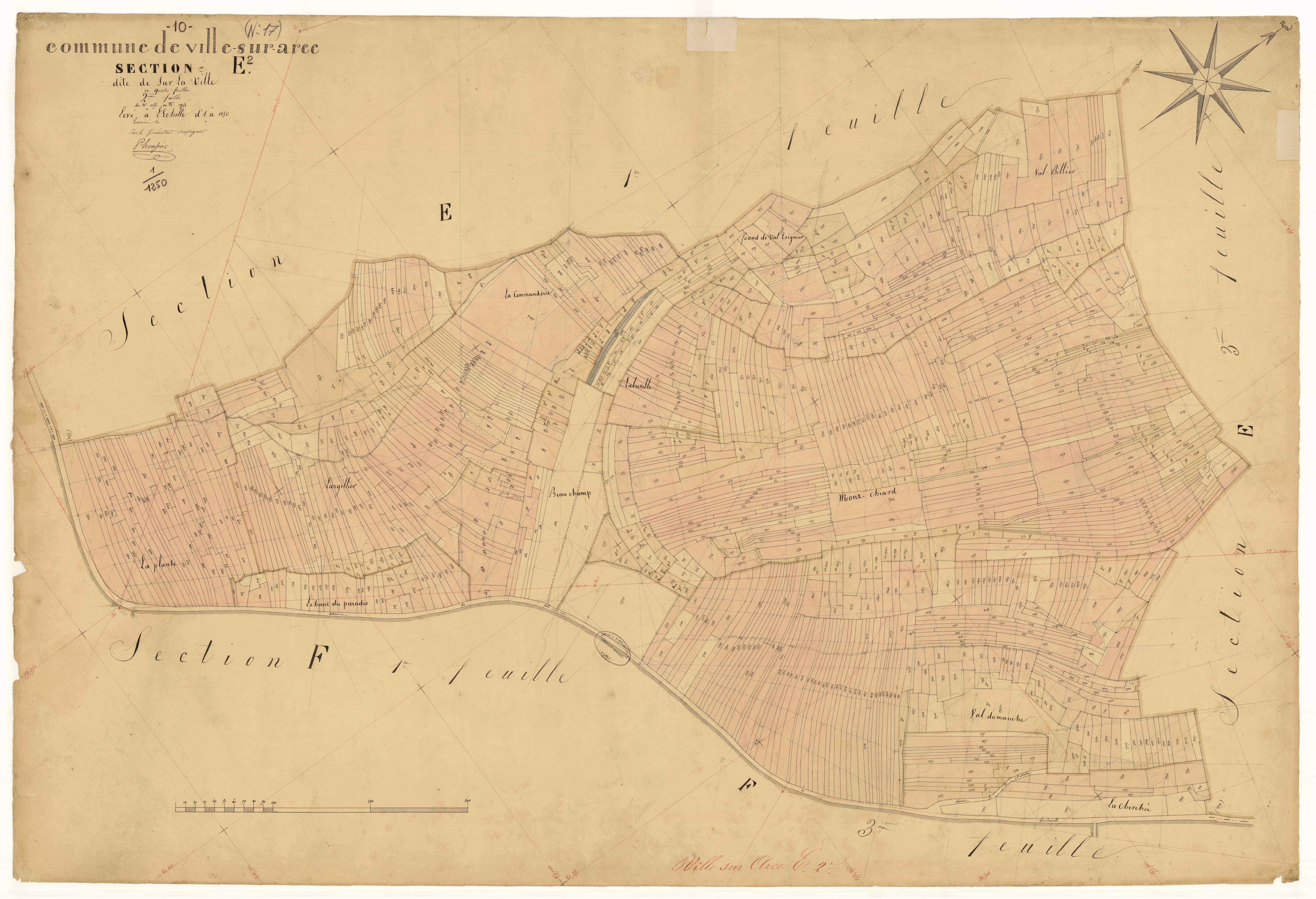 Ville-sur-Arce, section E dite de sur la ville, feuille n°2, parcelles n° 1056-1998