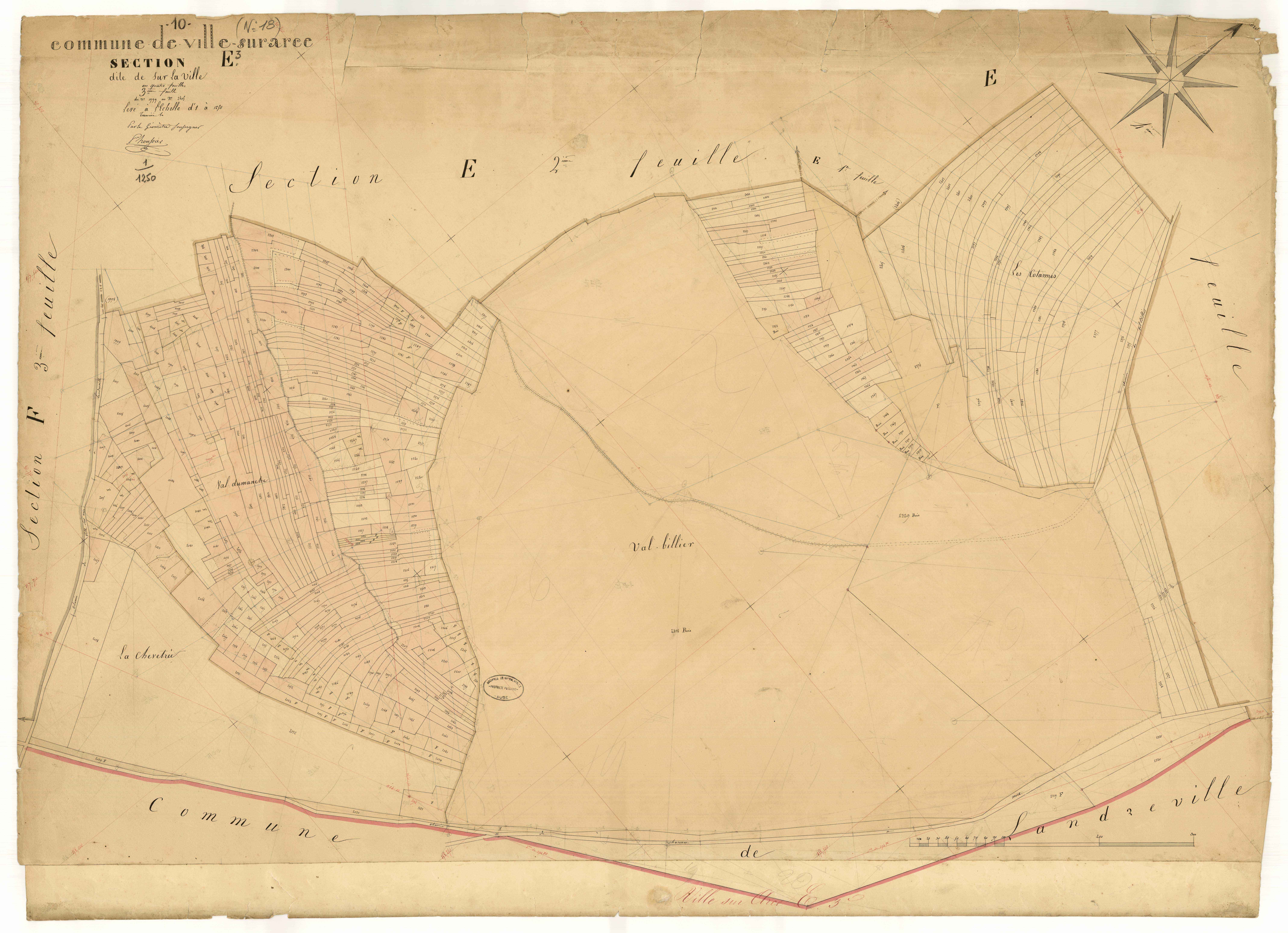 Ville-sur-Arce, section E dite de sur la ville, feuille n°3, parcelles n° 1999-2405