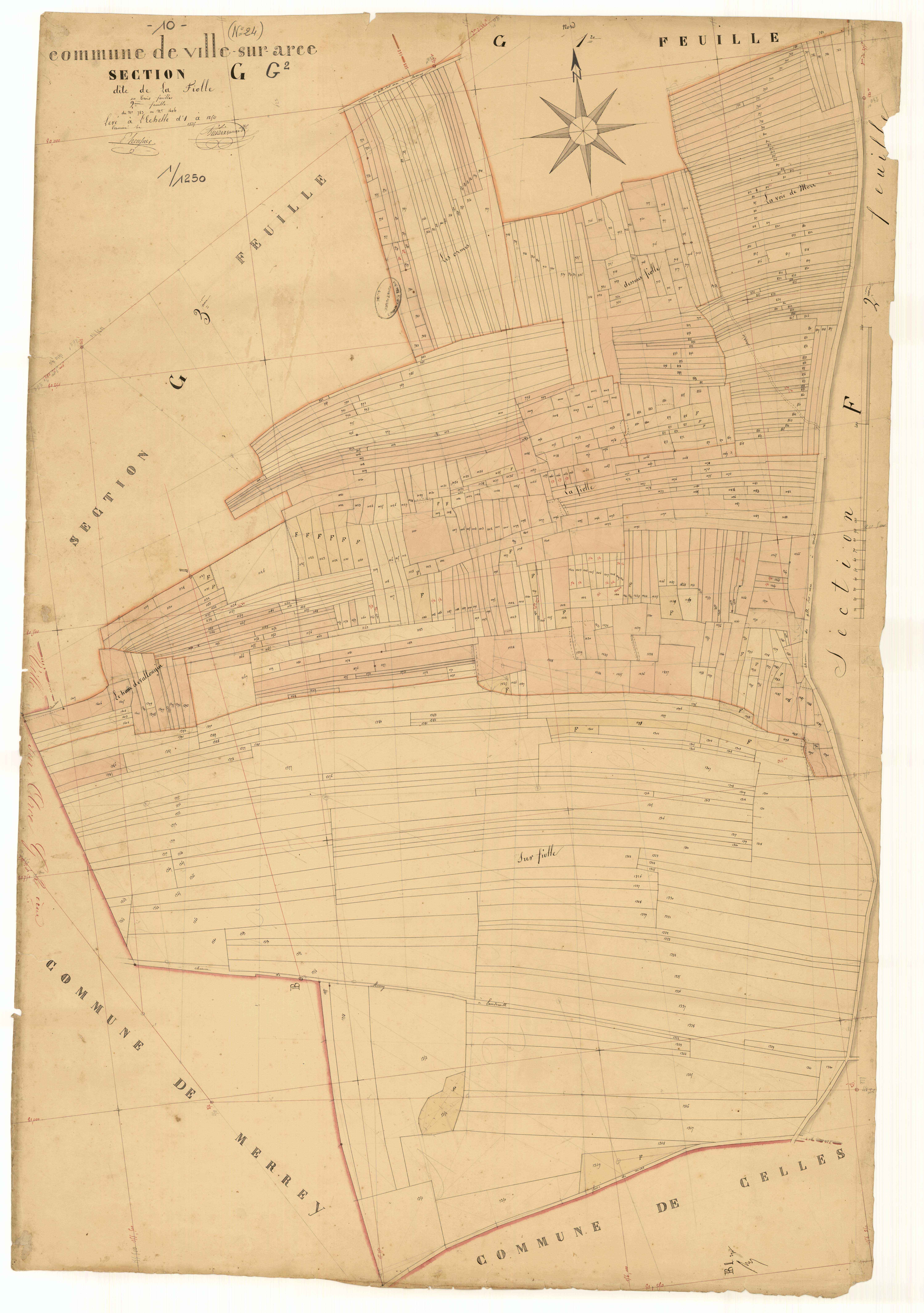 Ville-sur-Arce, section G dite de la fiolle, feuille n°2, parcelles n° 783-1406
