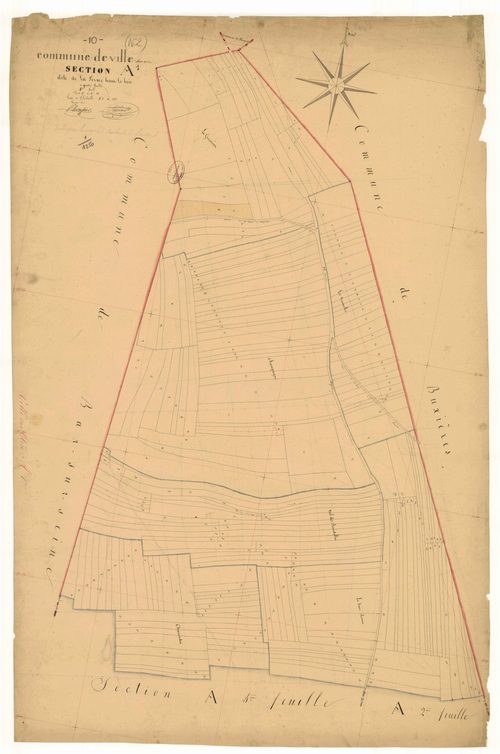 Ville-sur-Arce, section A dite de la ferme haut le bois, feuille n°1, parcelles n° 1-228