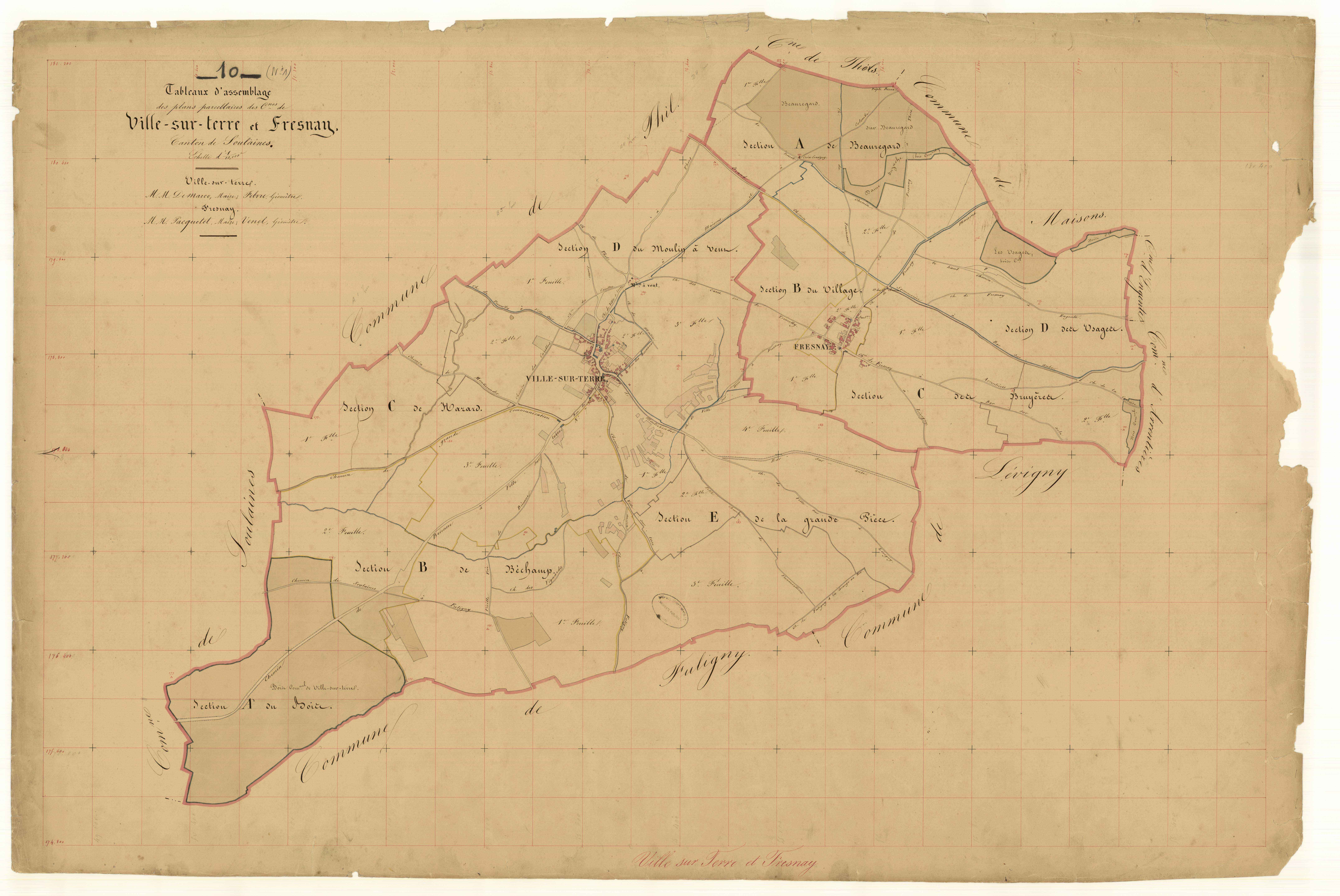 Ville-sur-Terre, tableau d'assemblage de Ville-sur-Terre et de Fresnay