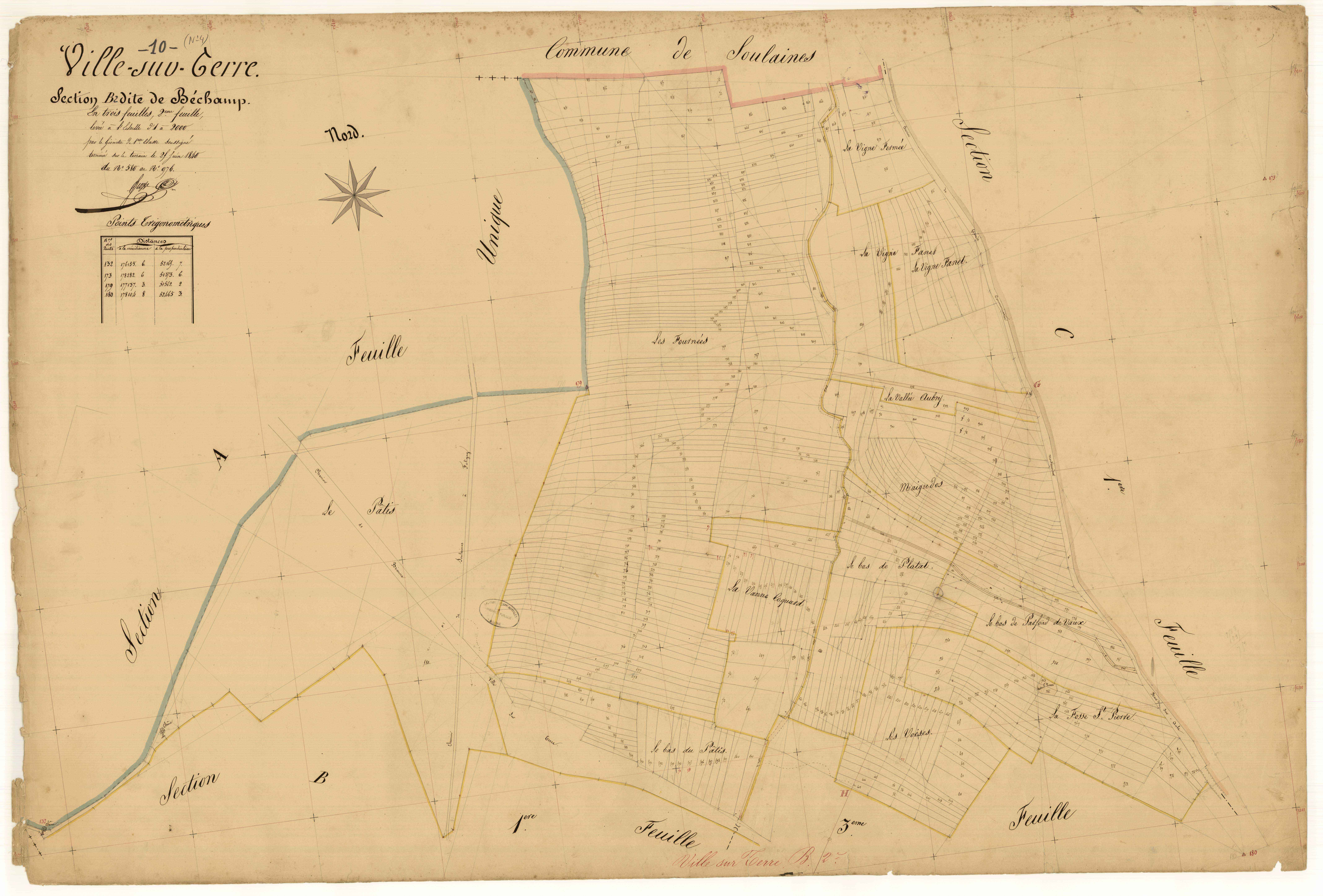 Ville-sur-Terre, section B dite de béchamp, feuille n°2, parcelles n° 580-976