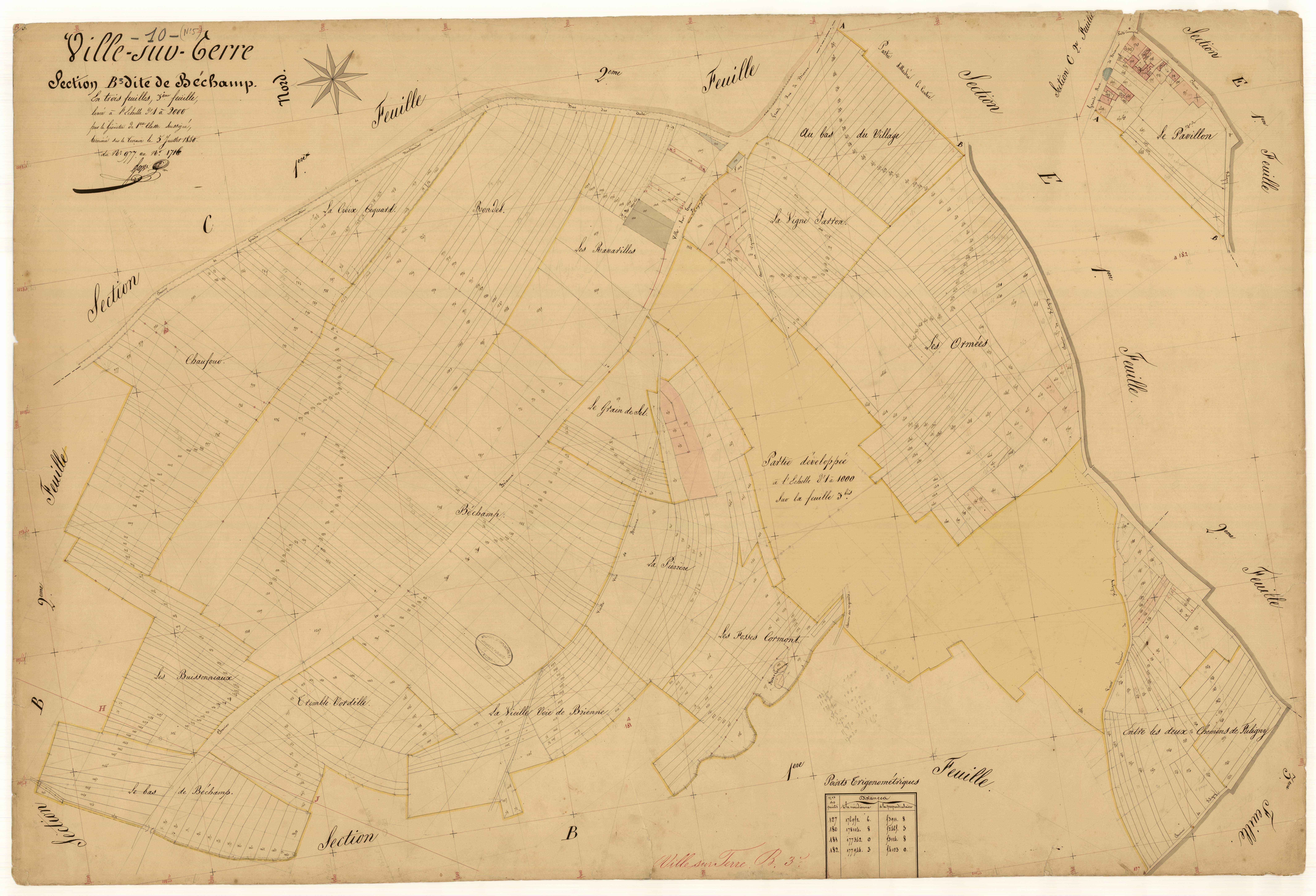 Ville-sur-Terre, section B dite de béchamp, feuille n°3, parcelles n° 977-1716