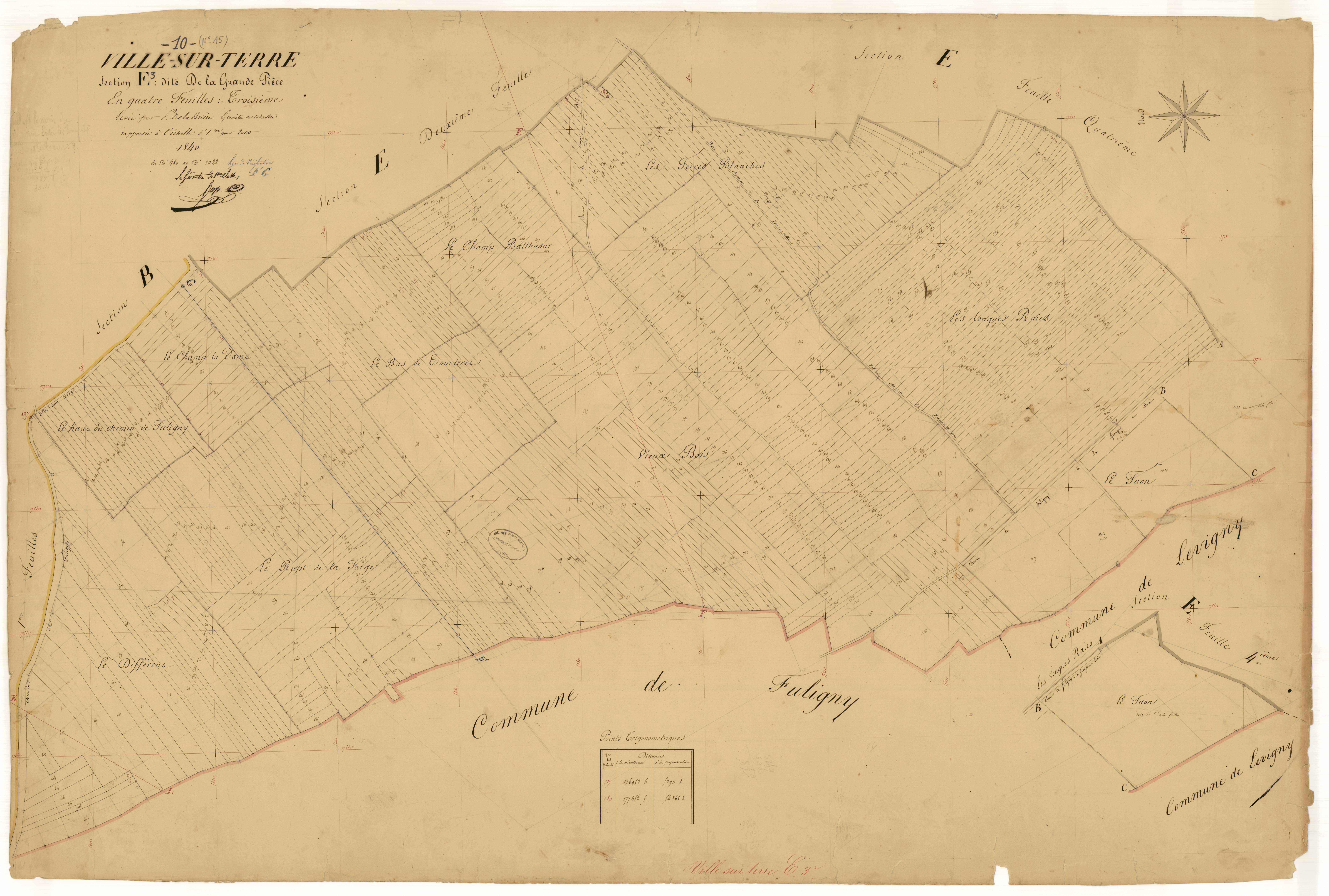Ville-sur-Terre, section E dite de la grande pièce, feuille n°3, parcelles n° 480-1022