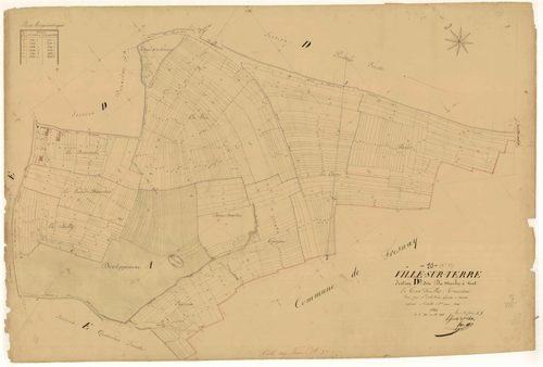 Ville-sur-Terre, section D dite du moulin à vent, feuille n°3, parcelles n° 740-1338