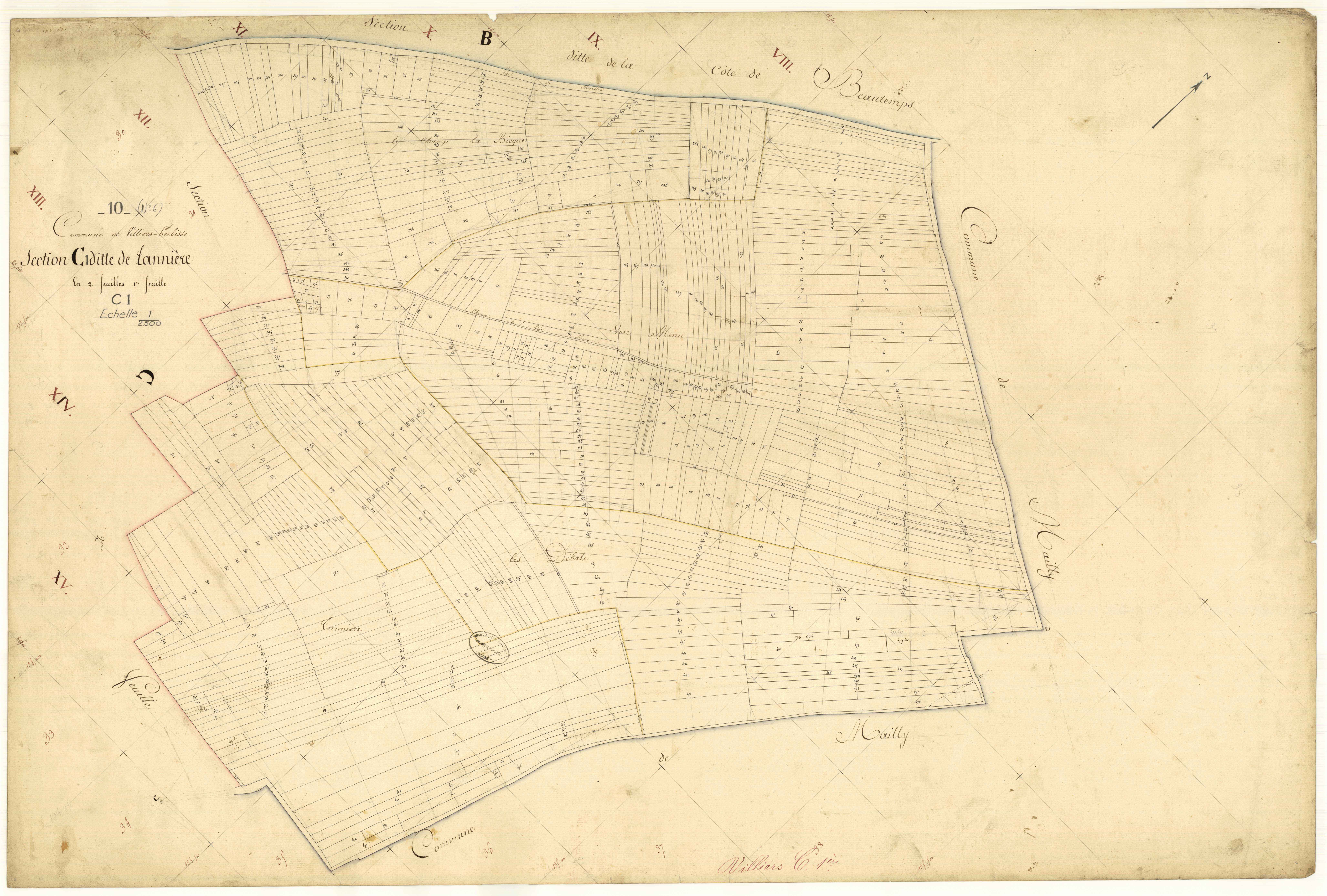 Villiers-Herbisse, section C dite de Tannière, feuille n°1