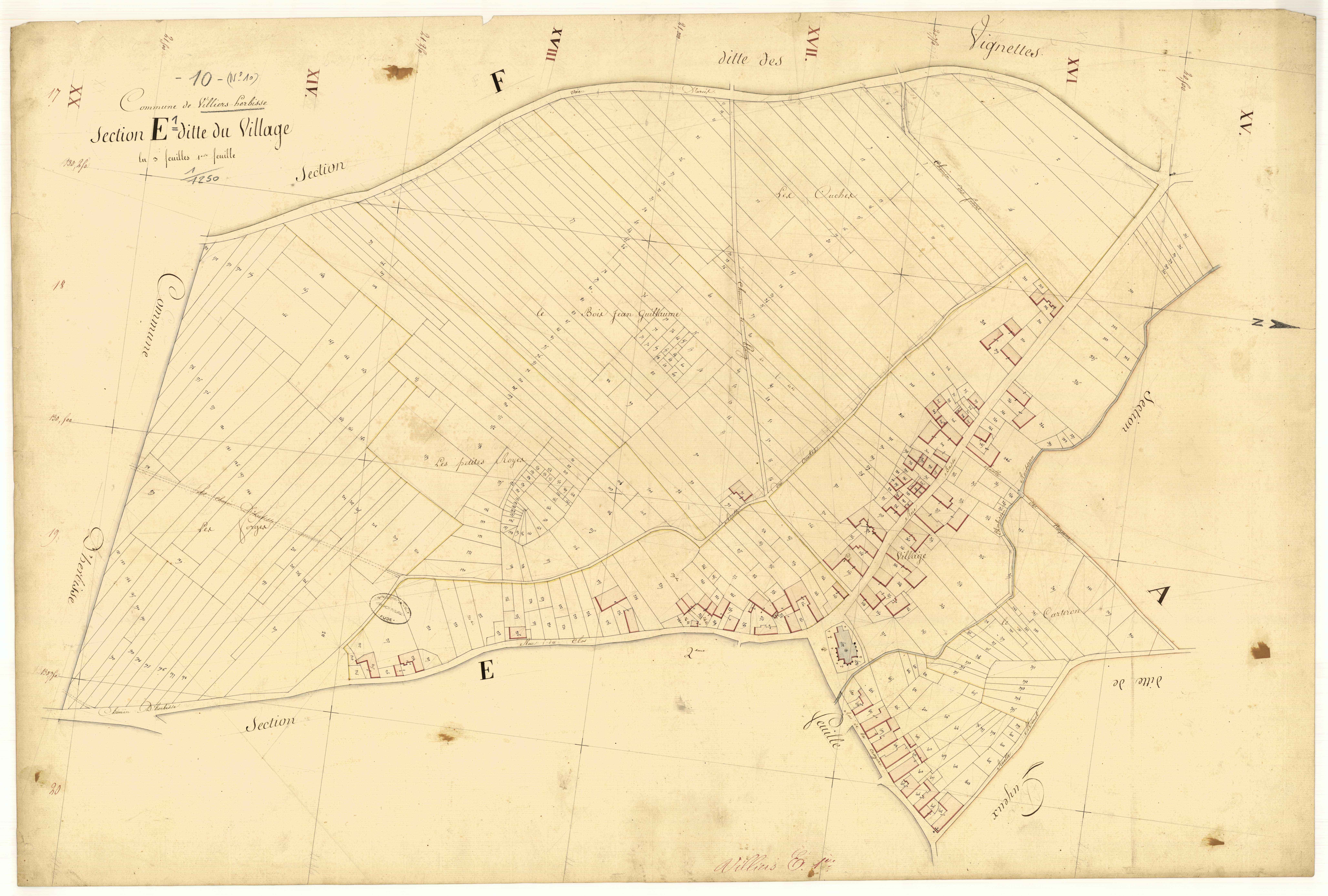 Villiers-Herbisse, section E dite du village, feuille n°1