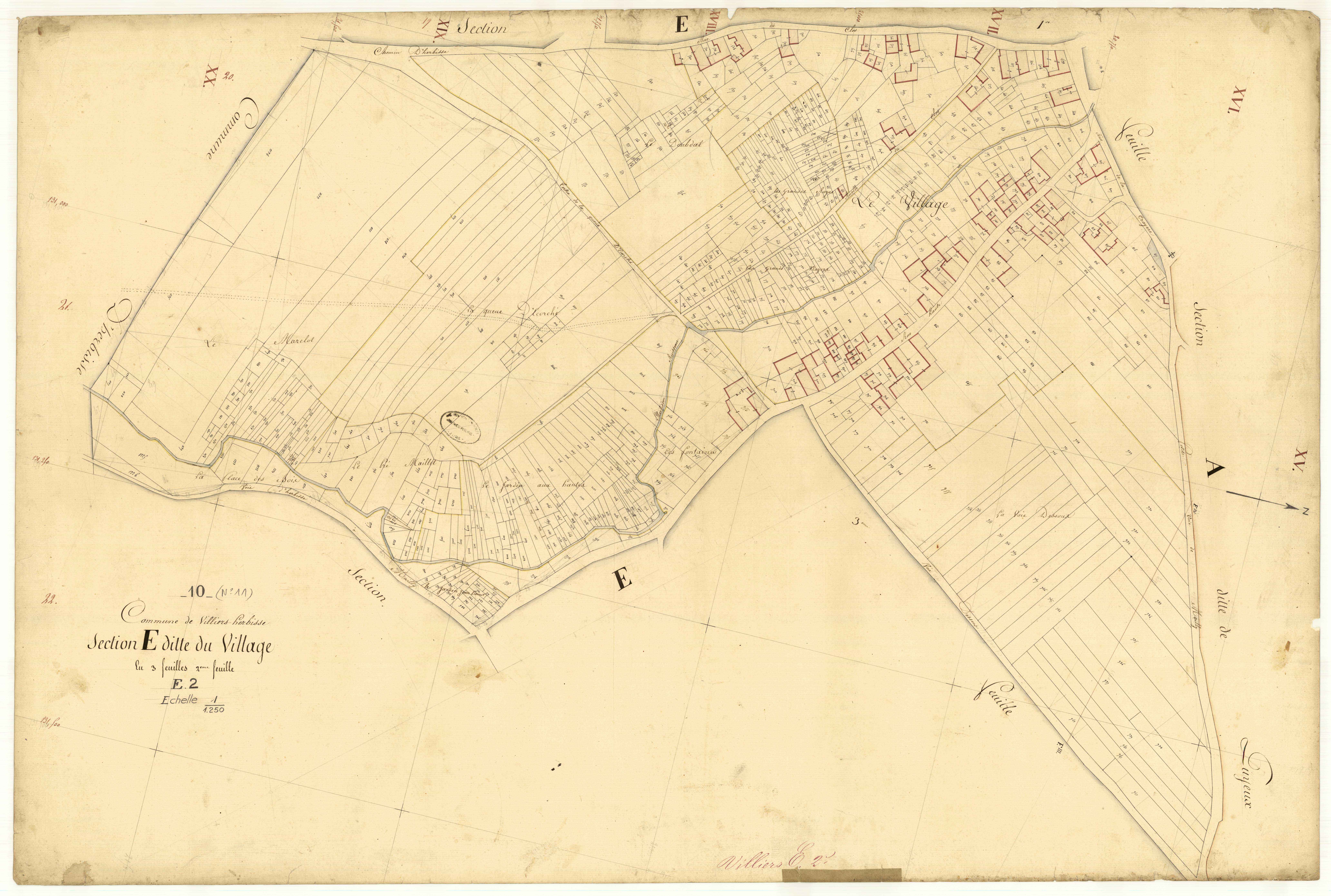Villiers-Herbisse, section E dite du village, feuille n°2