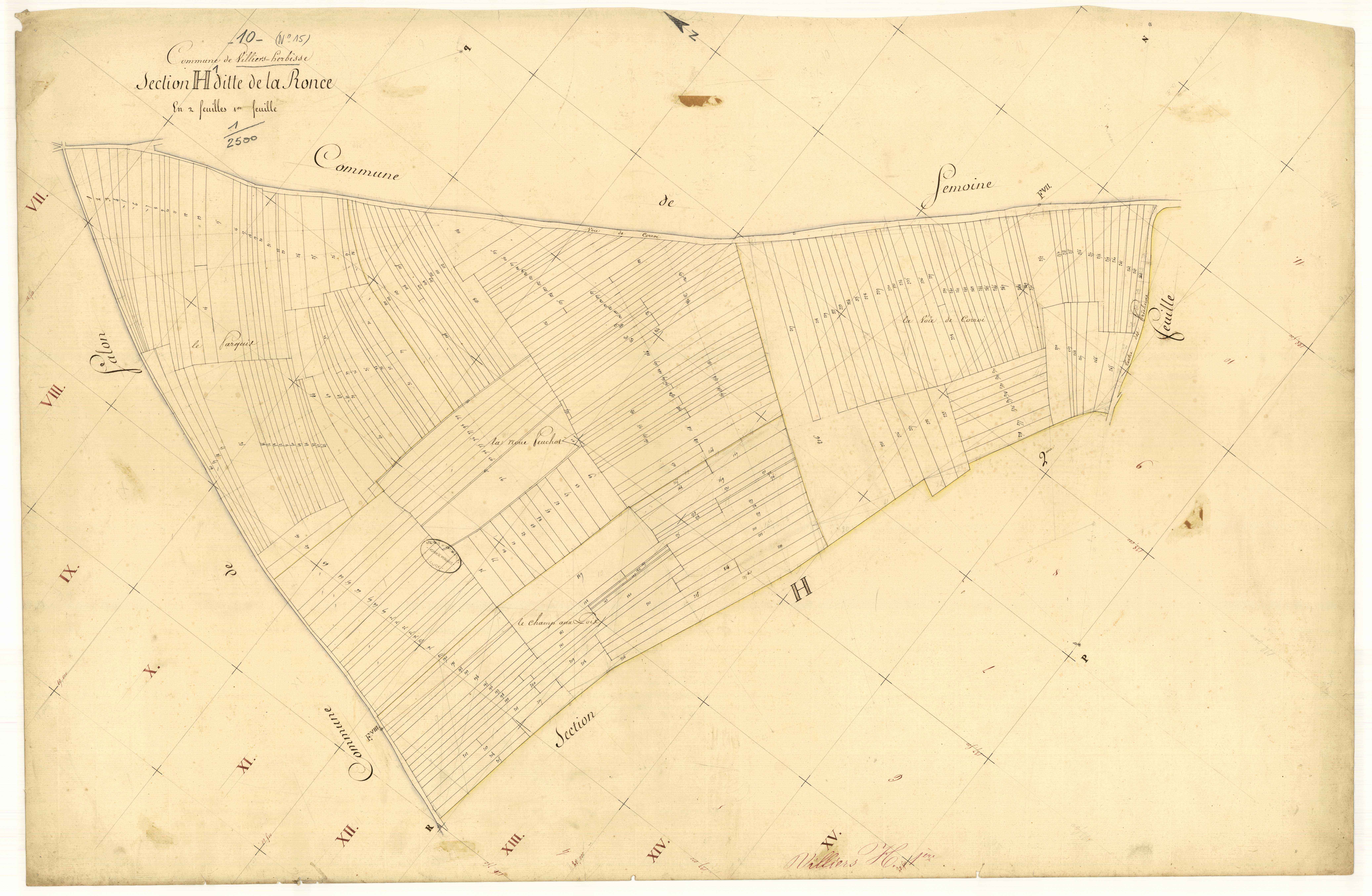 Villiers-Herbisse, section H dite de la Ronce, feuille n°1