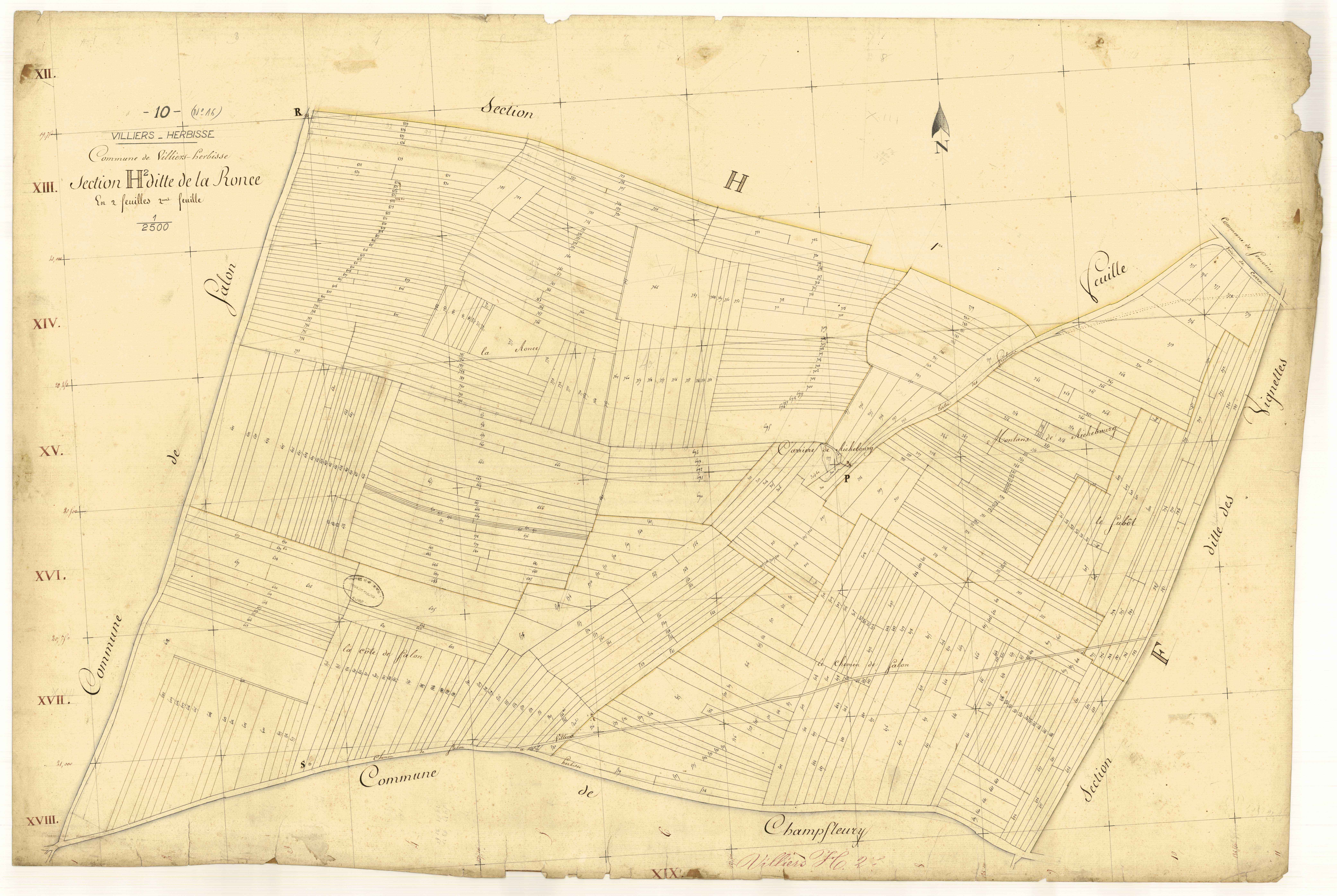 Villiers-Herbisse, section H dite de la Ronce, feuille n°2