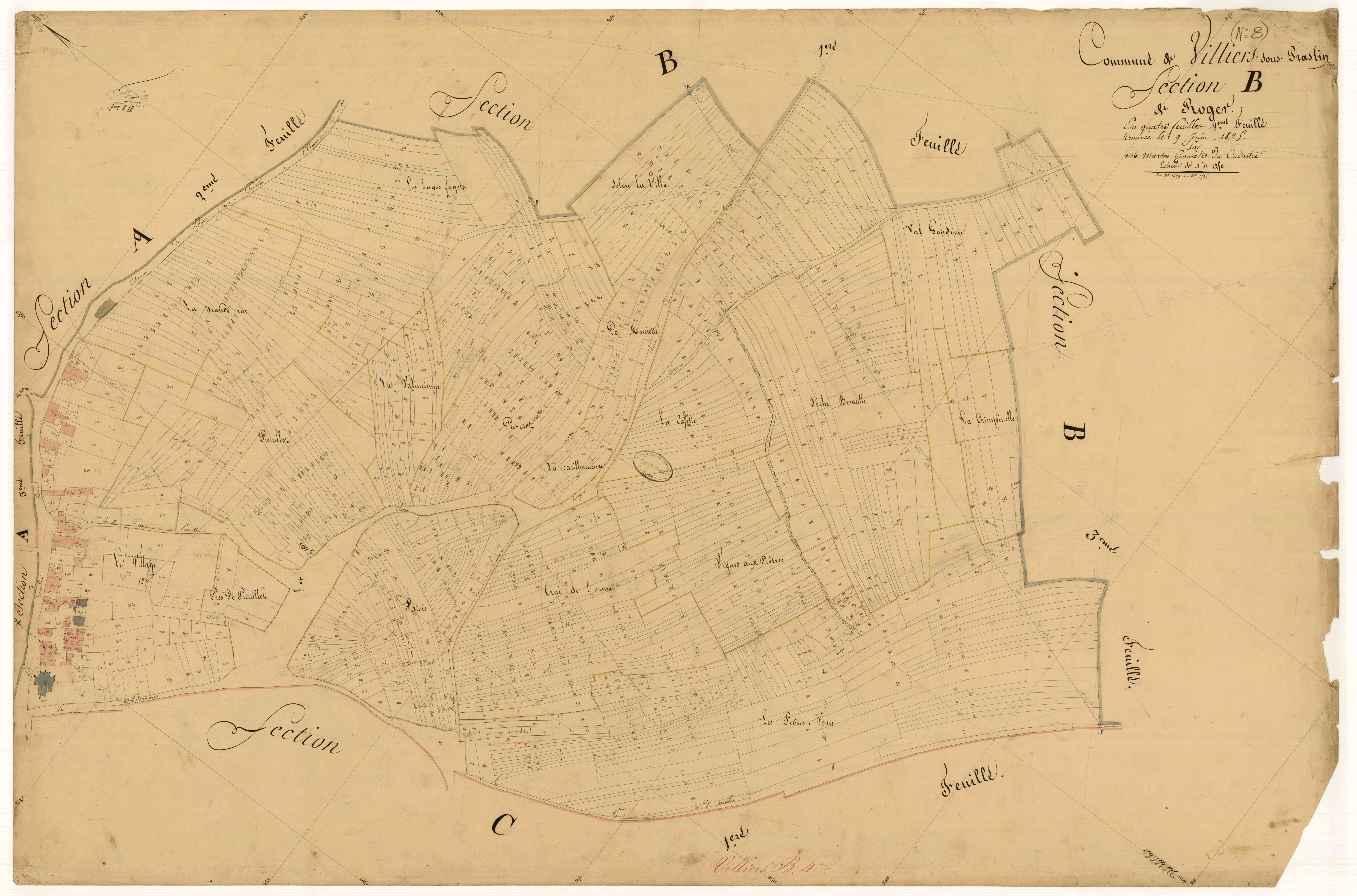 Villiers-sous-Praslin, section B dite de Roger, feuille n°4, parcelles n°1449-2535