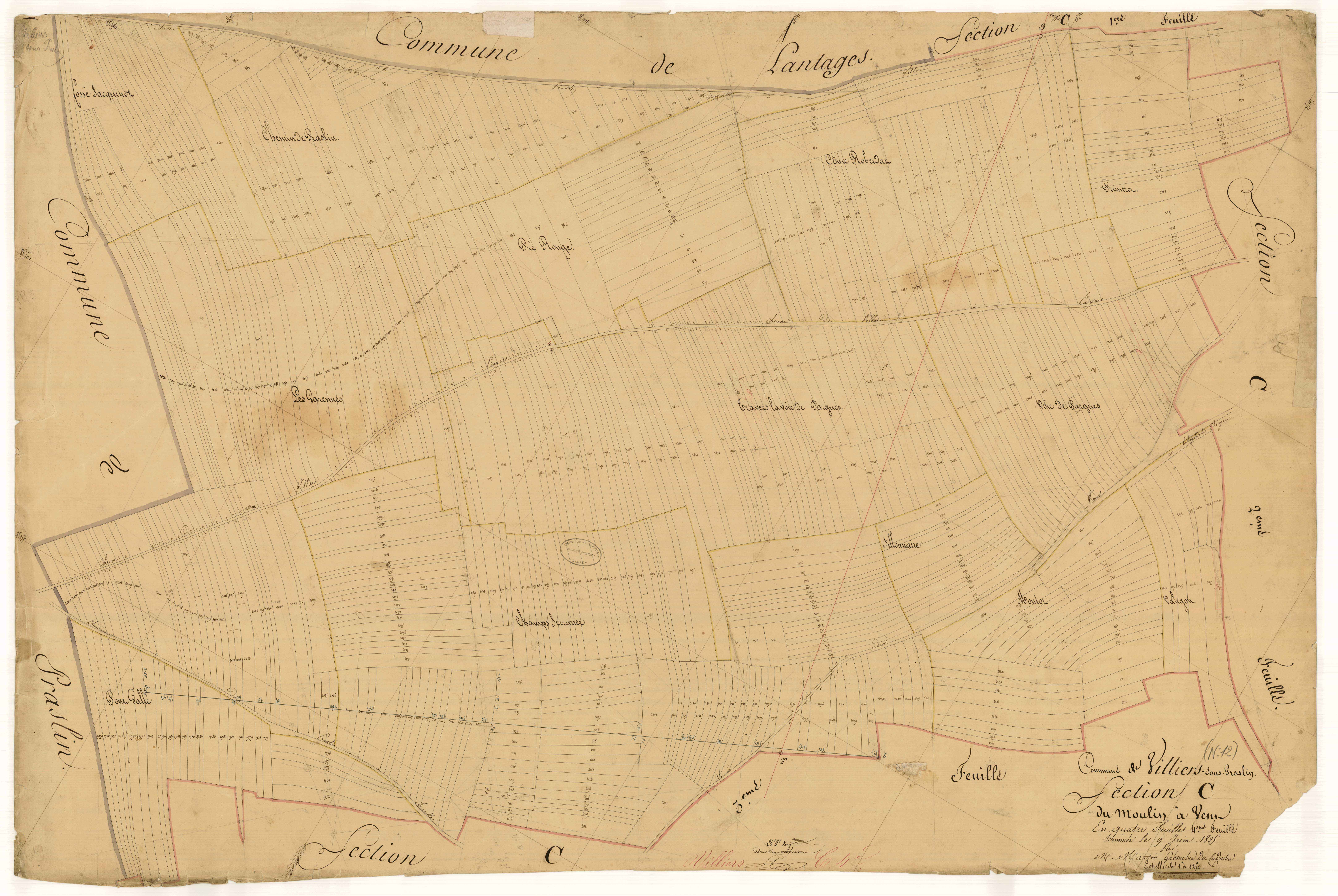 Villiers-sous-Praslin, section C dite du moulin à vent, feuille n°4, parcelles n°?-2621