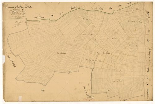 Villiers-sous-Praslin, section C dite du moulin à vent, feuille n°1, parcelles n°1-600