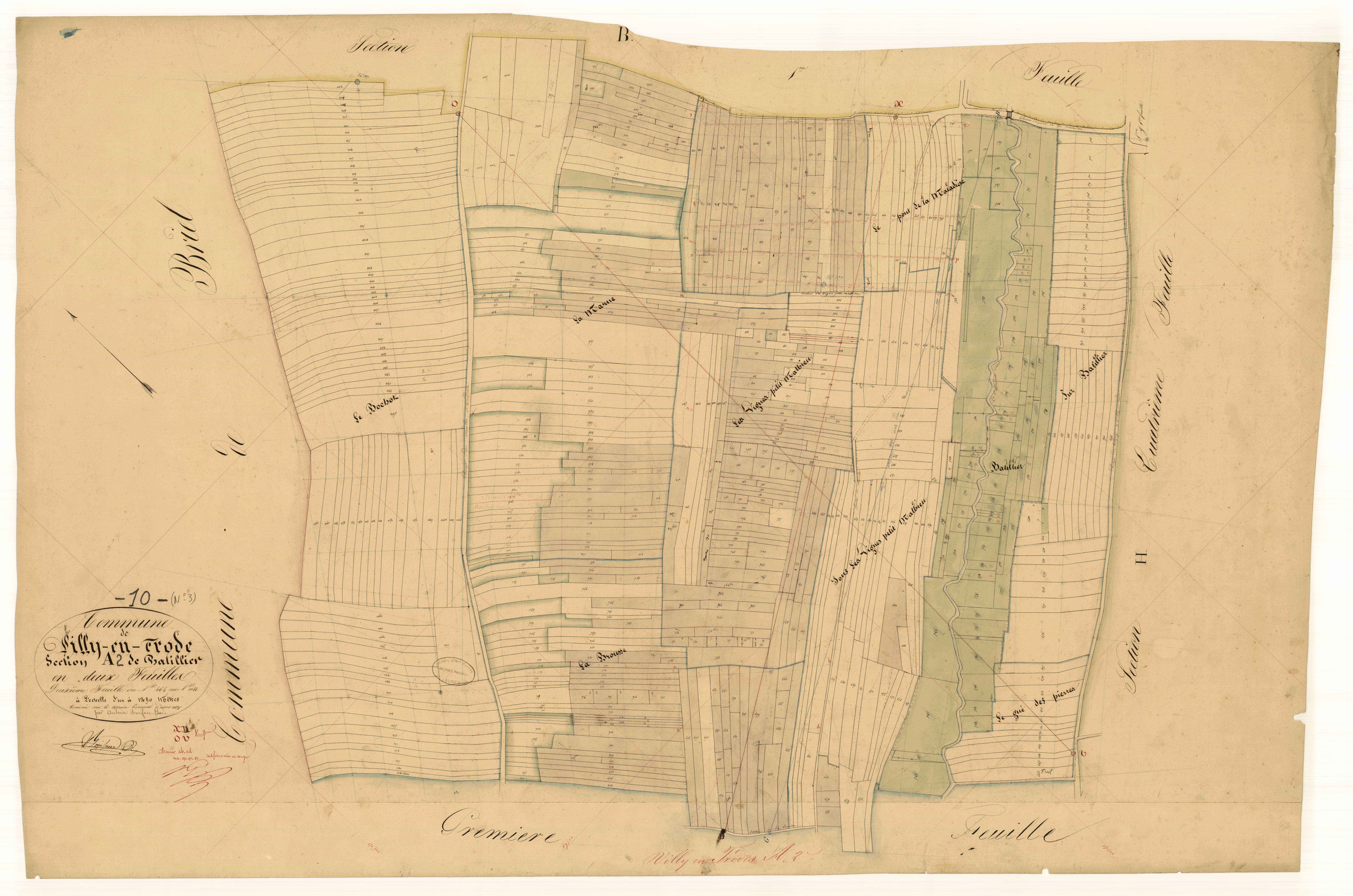 Villy-en-Trodes, section A dite de batillier, feuille n°2, parcelles n° 464-1081