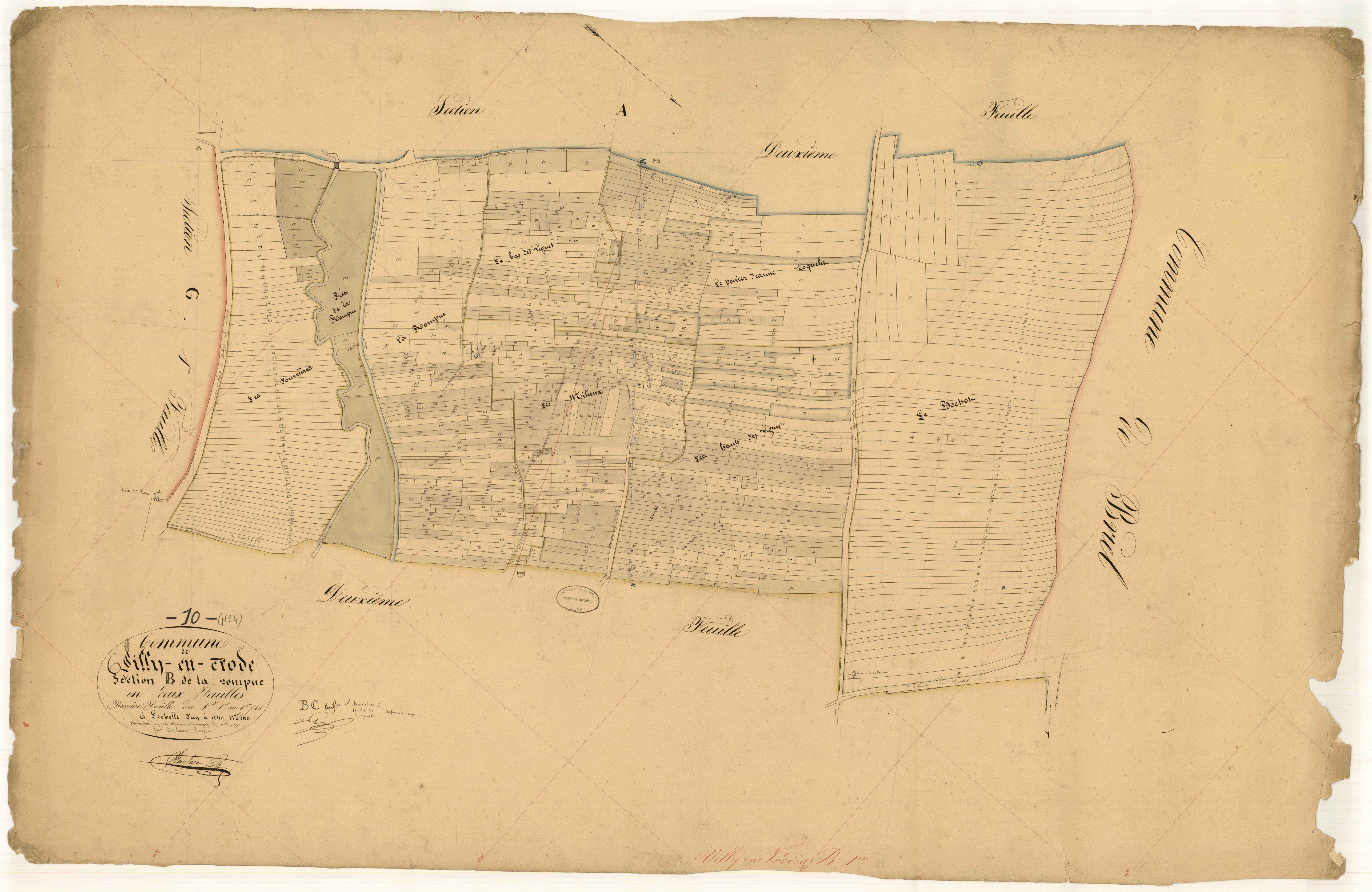 Villy-en-Trodes, section B dite de la rompue, feuille n°1, parcelles n° 1-645