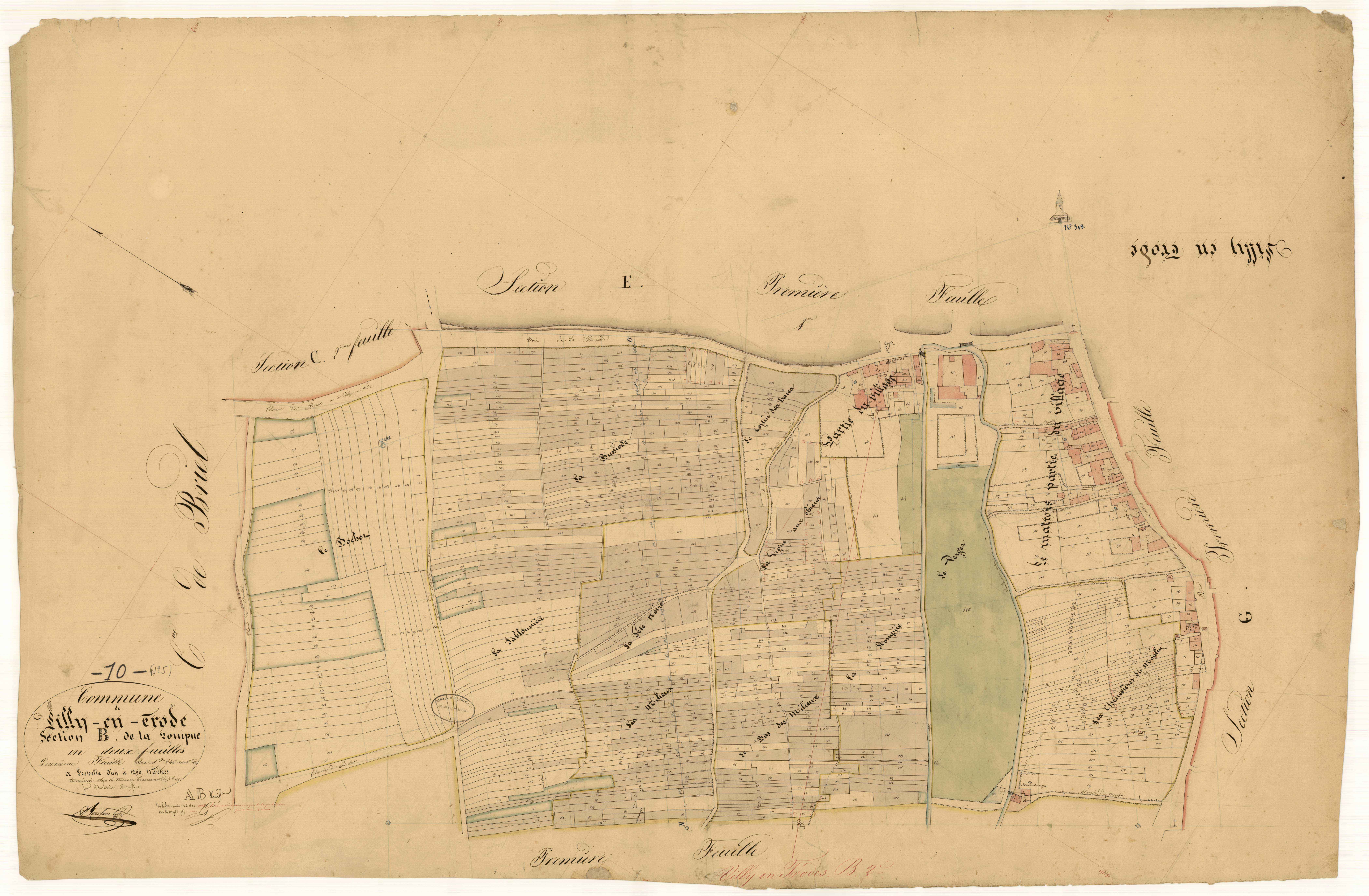Villy-en-Trodes, section B dite de la rompue, feuille n°2, parcelles n° 646-1426