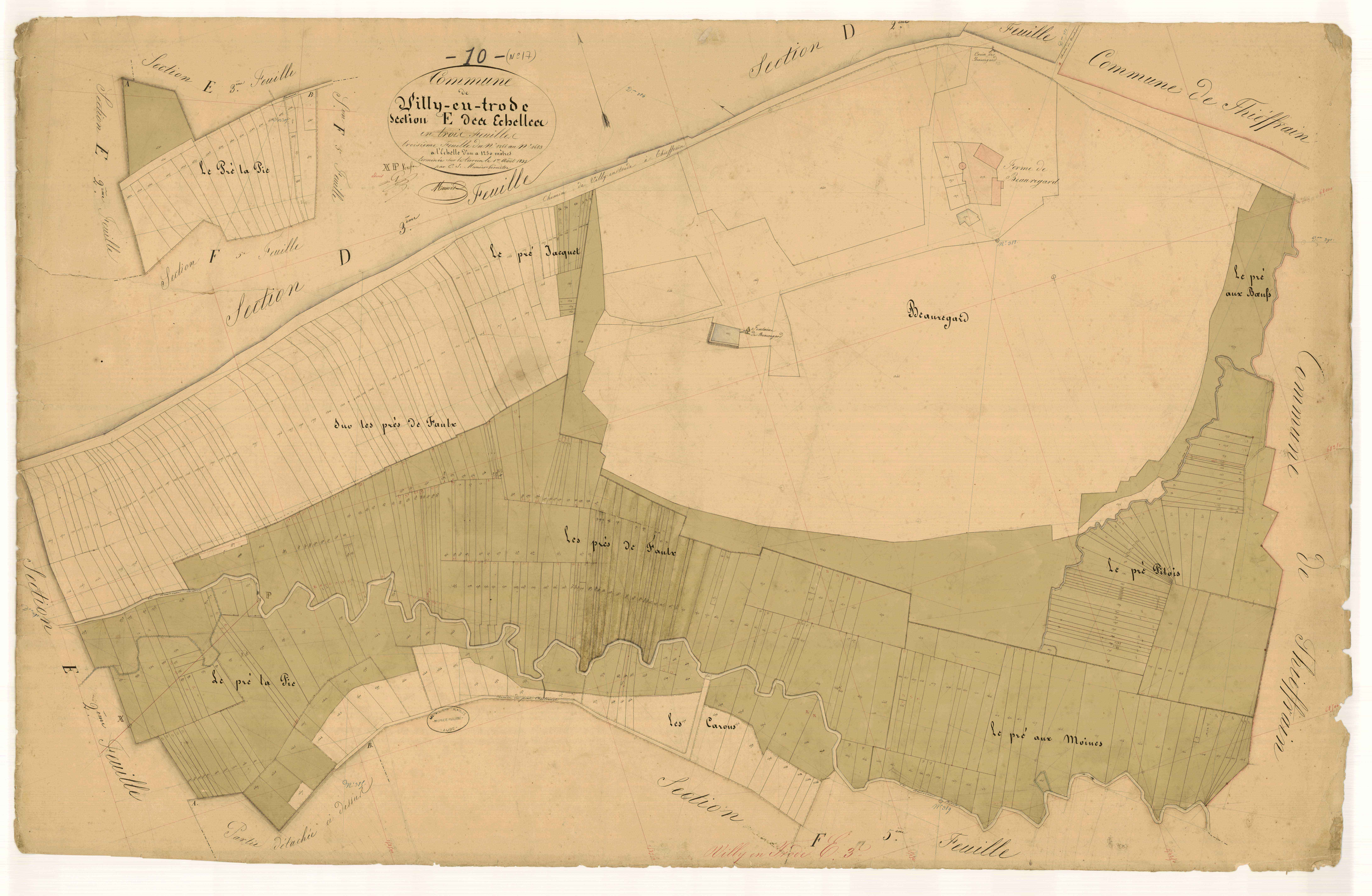 Villy-en-Trodes, section E dite des échelles, feuille n°3, parcelles n° 1266-1683