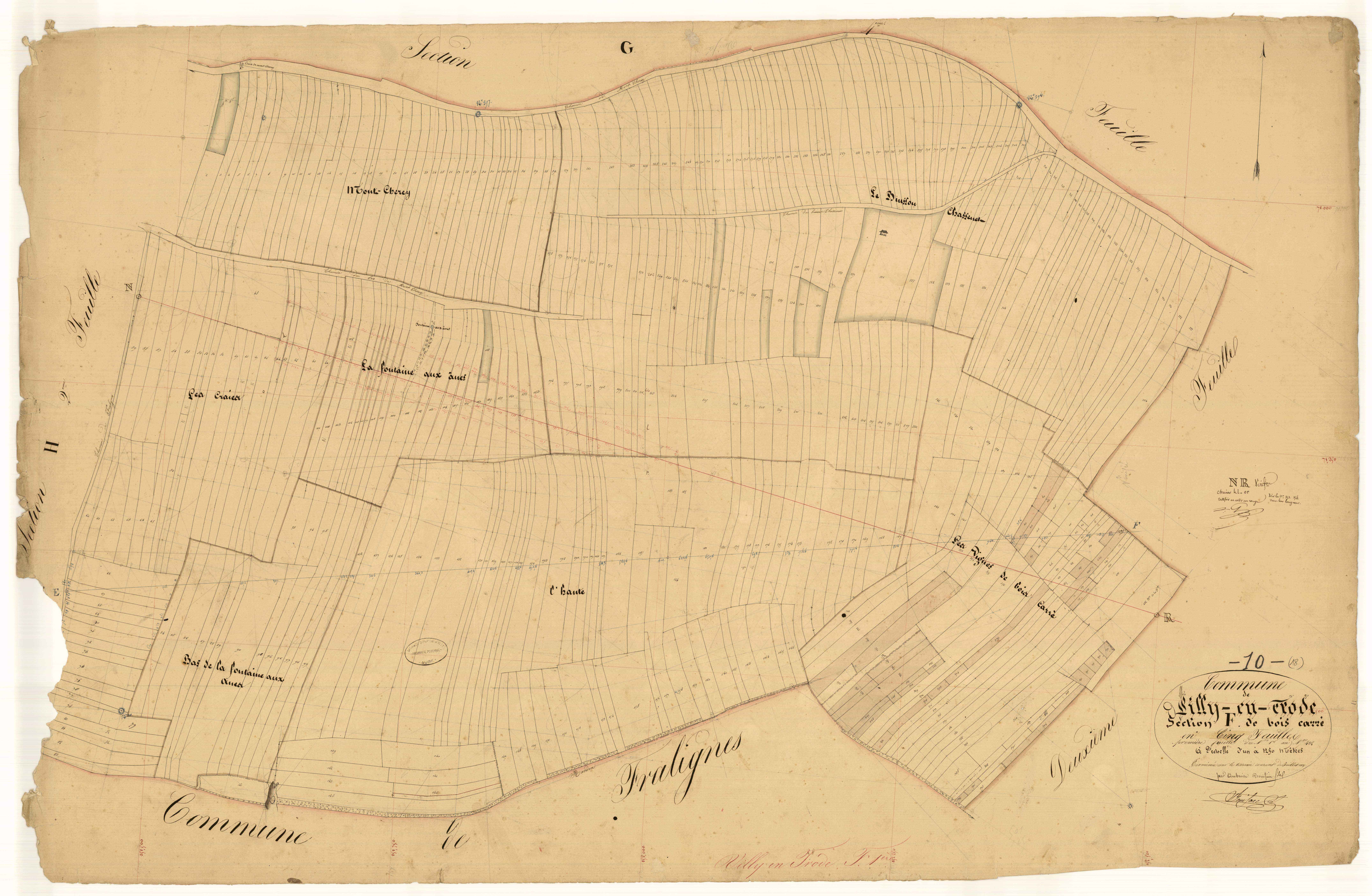 Villy-en-Trodes, section F dite de bois carré, feuille n°1, parcelles n° 1-432
