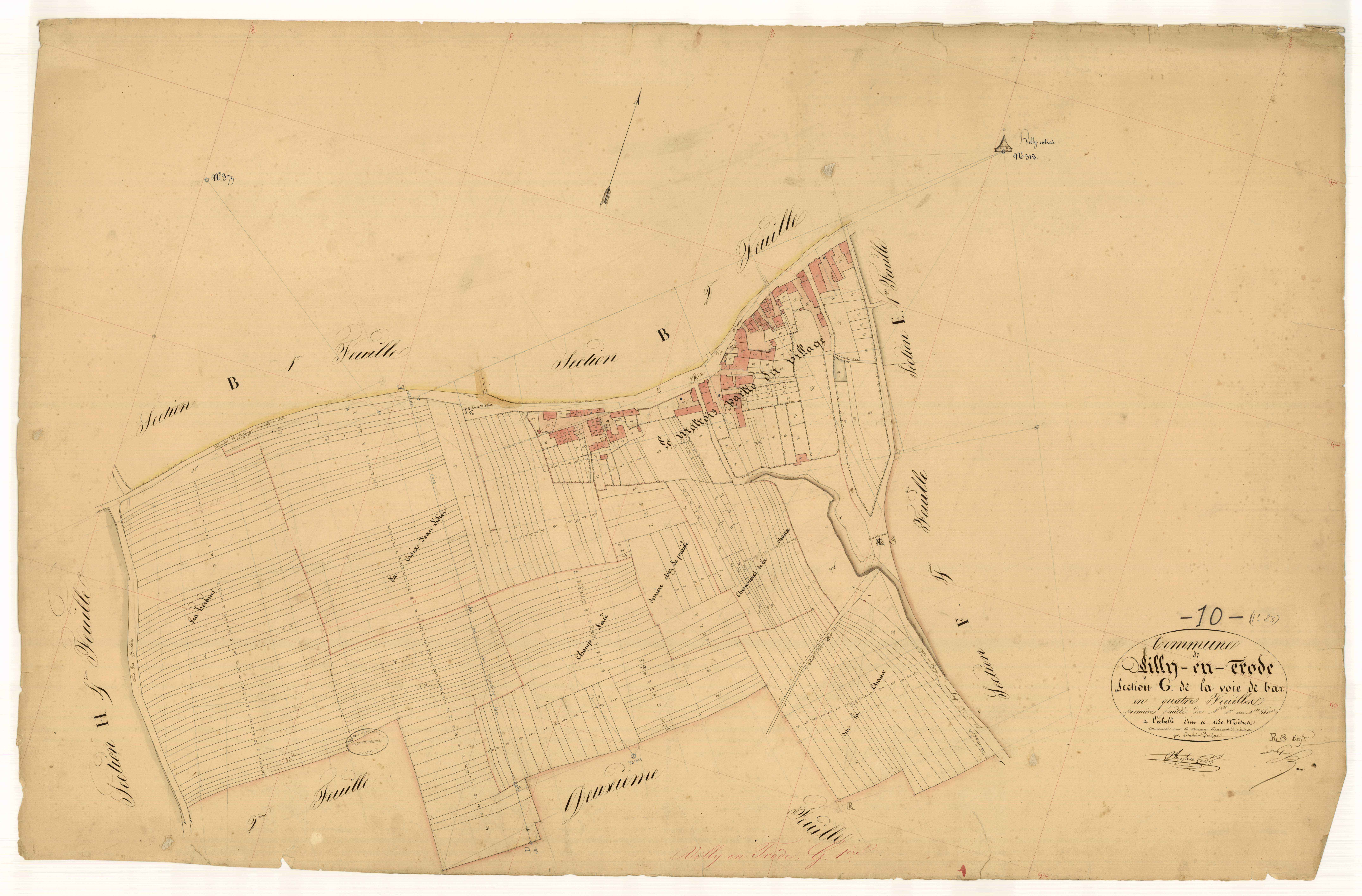Villy-en-Trodes, section G dite de la voie de bar, feuille n°1, parcelles n° 1-380