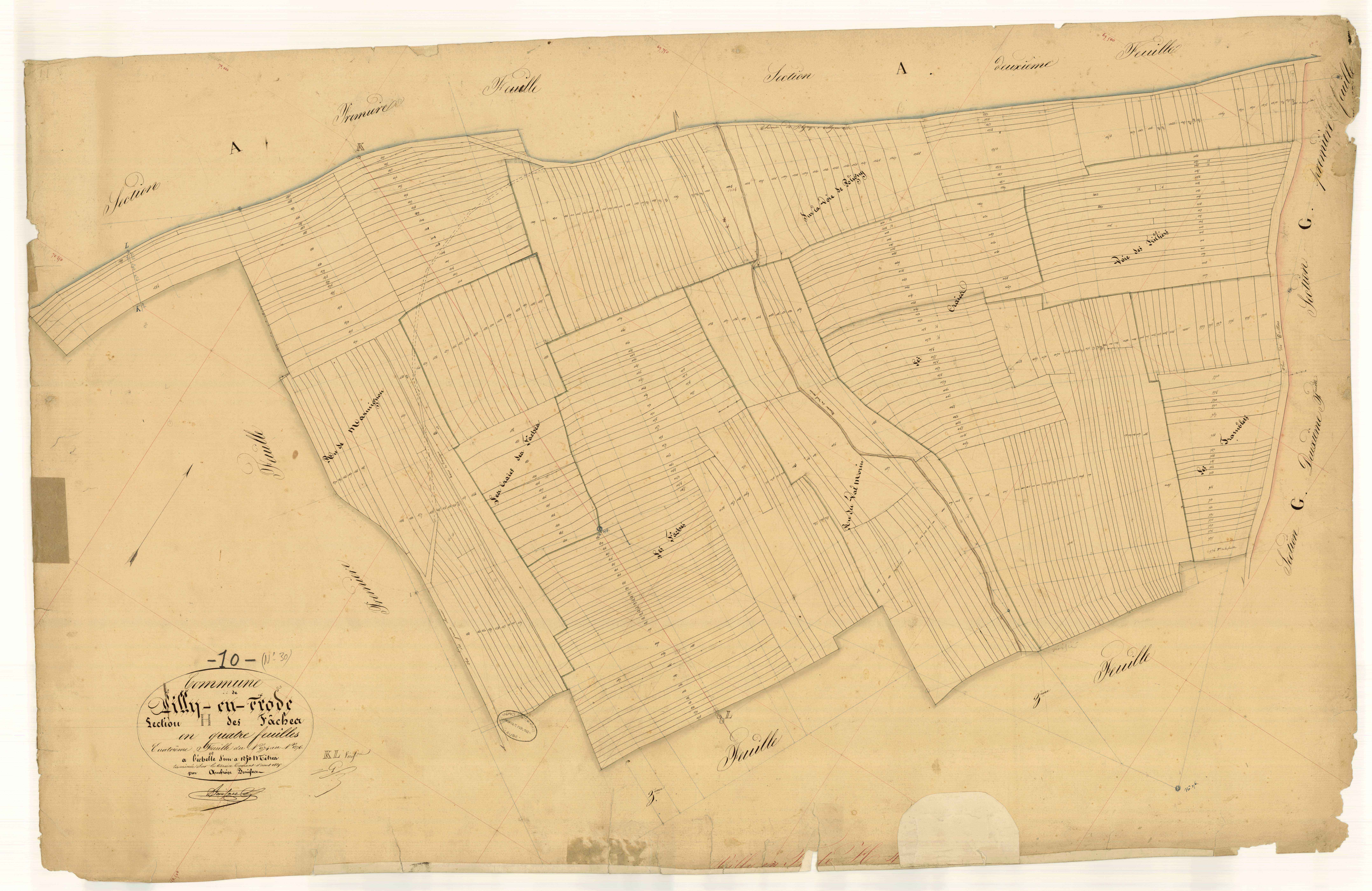 Villy-en-Trodes, section H dite des fâches, feuille n°4, parcelles n° 974-1376