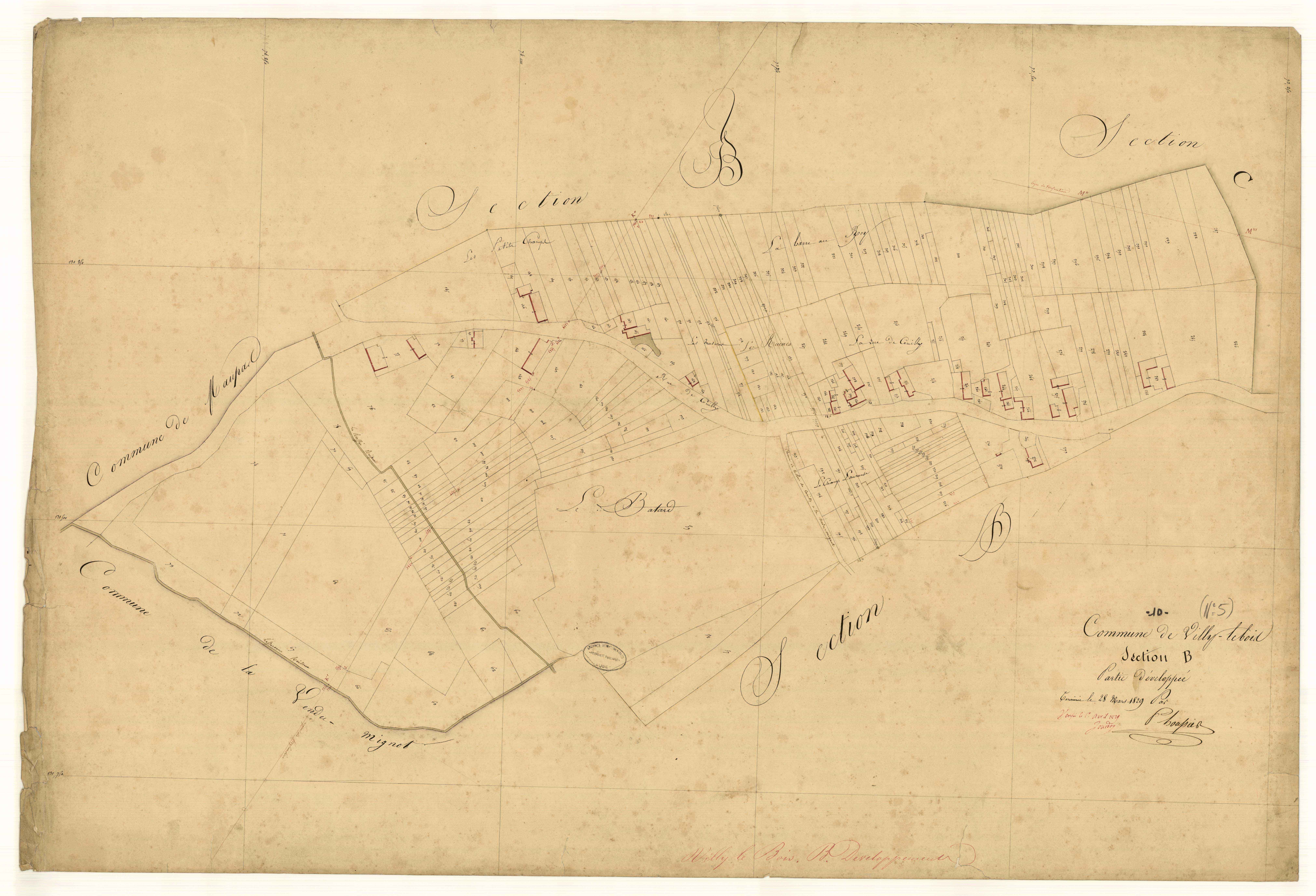 Villy-le-Bois, section B dite de la rue Couilly, partie developpée