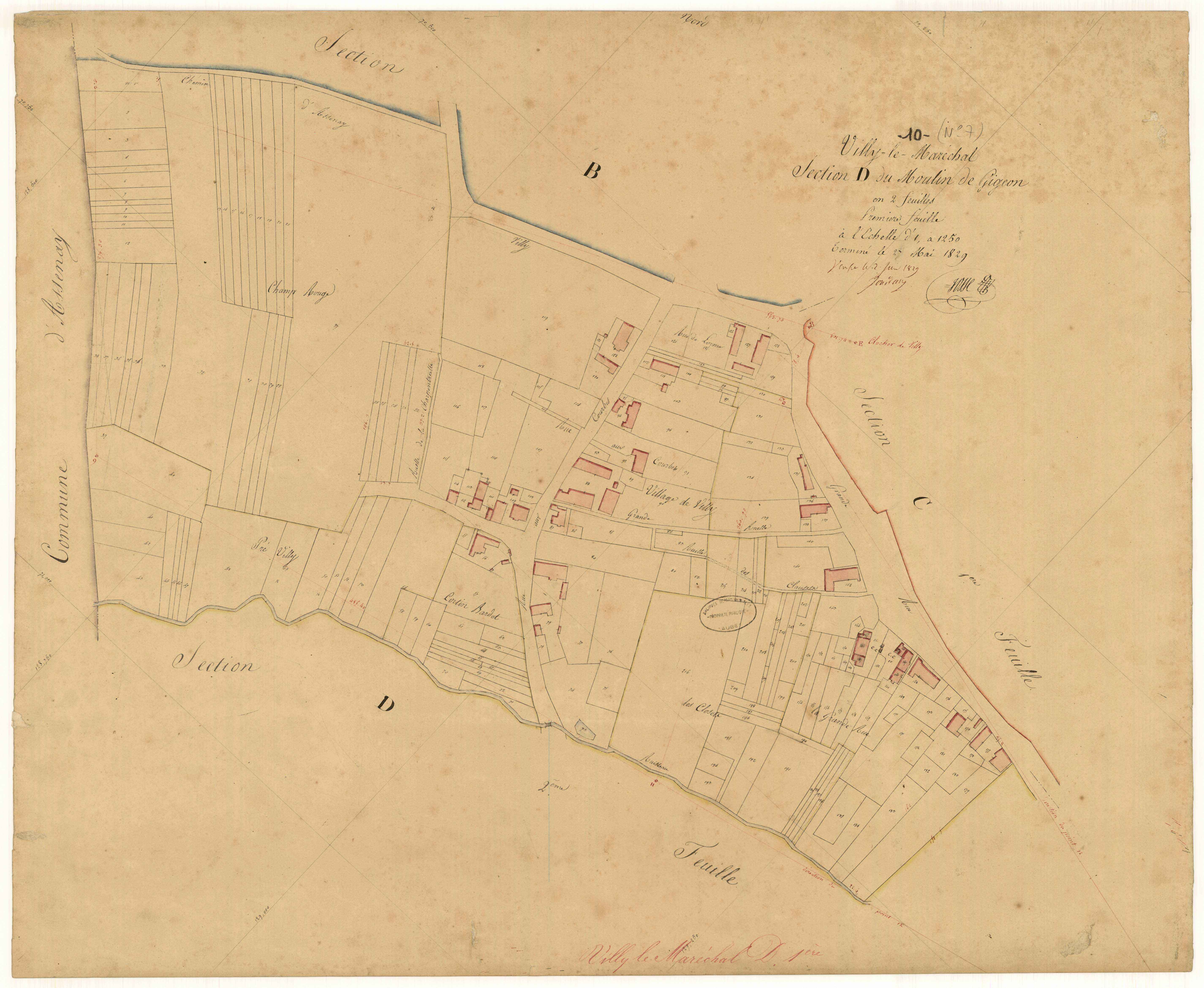 Villy-le-Maréchal, section D dite du moulin de gigeon, feuille n°1