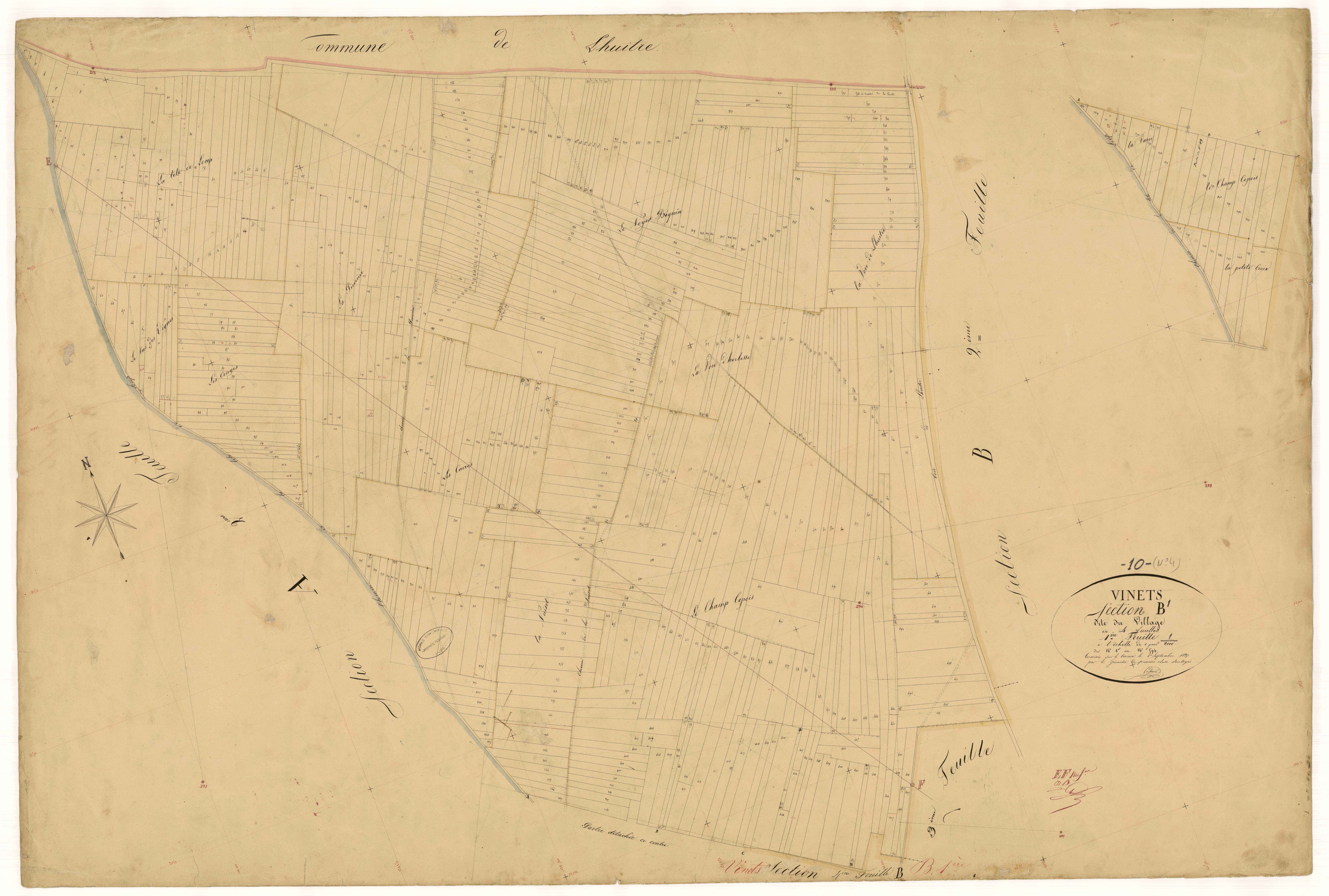 Vinets, section B dite du village, feuille n°1, parcelles n°1-594